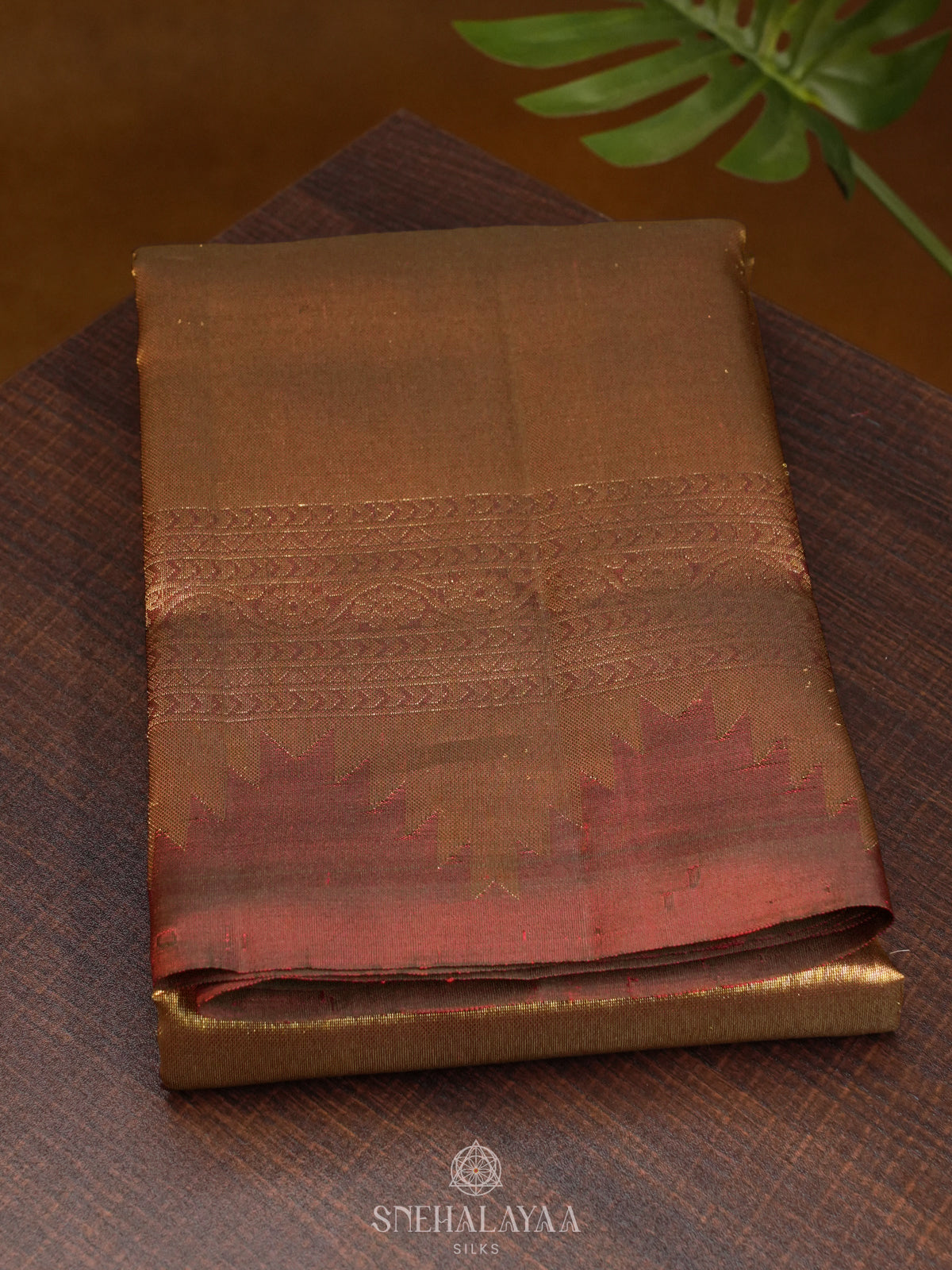 Golden Kanjivaram Silk Saree