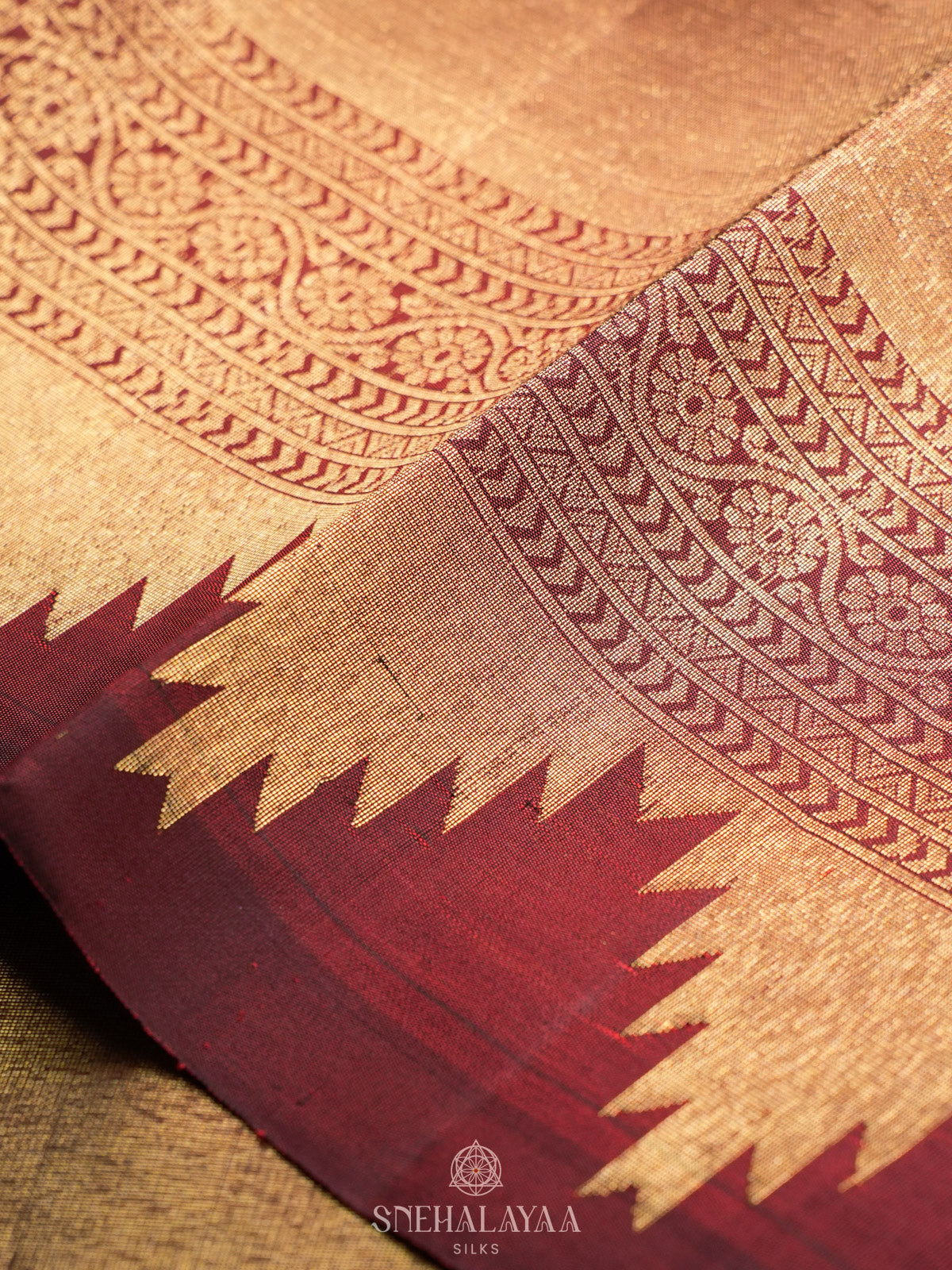 Golden Kanjivaram Silk Saree