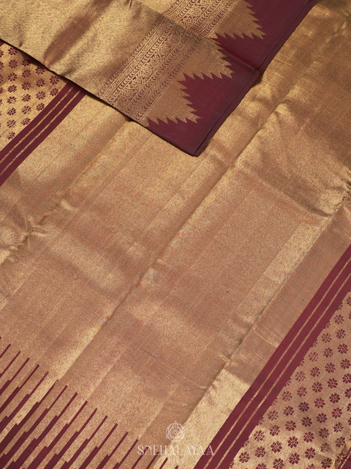 Golden Kanjivaram Silk Saree