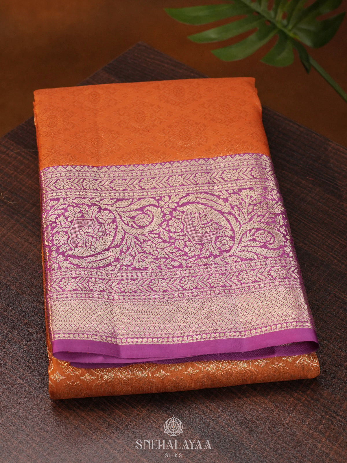 Orange Tissue Kanjivaram Silk Saree