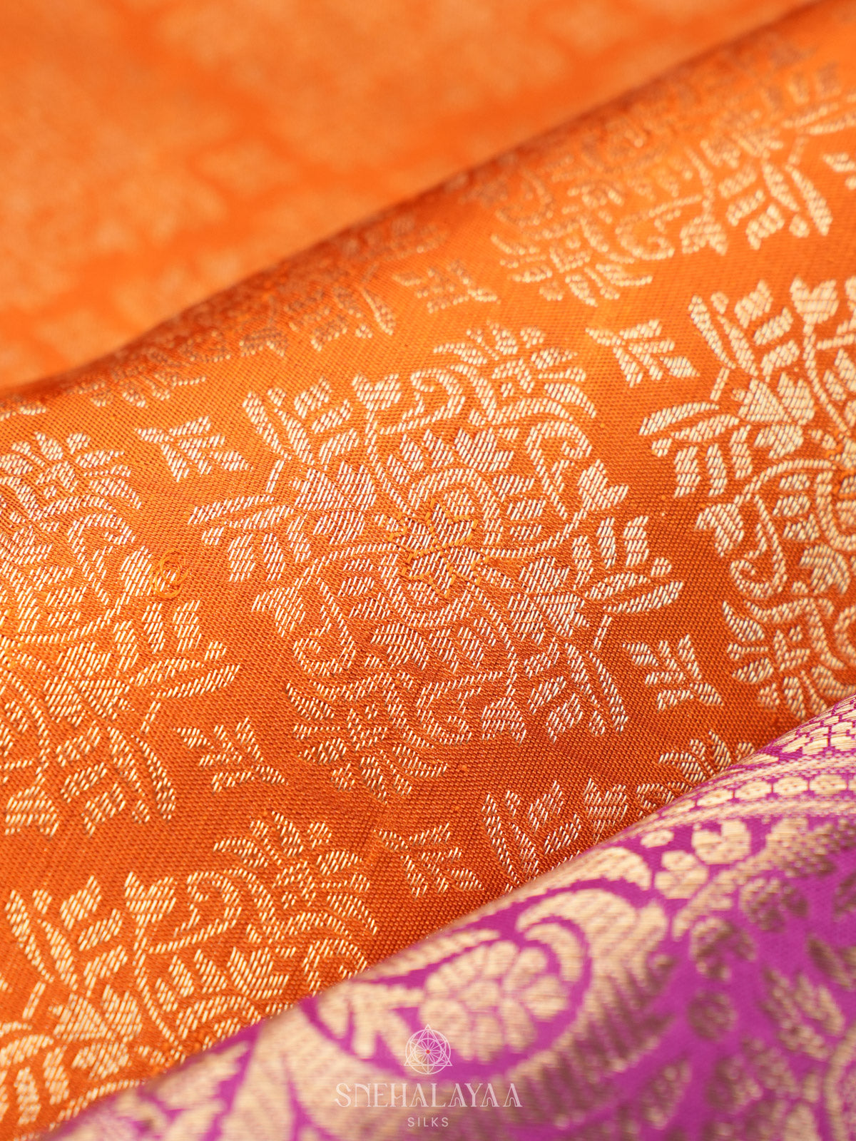 Orange Tissue Kanjivaram Silk Saree