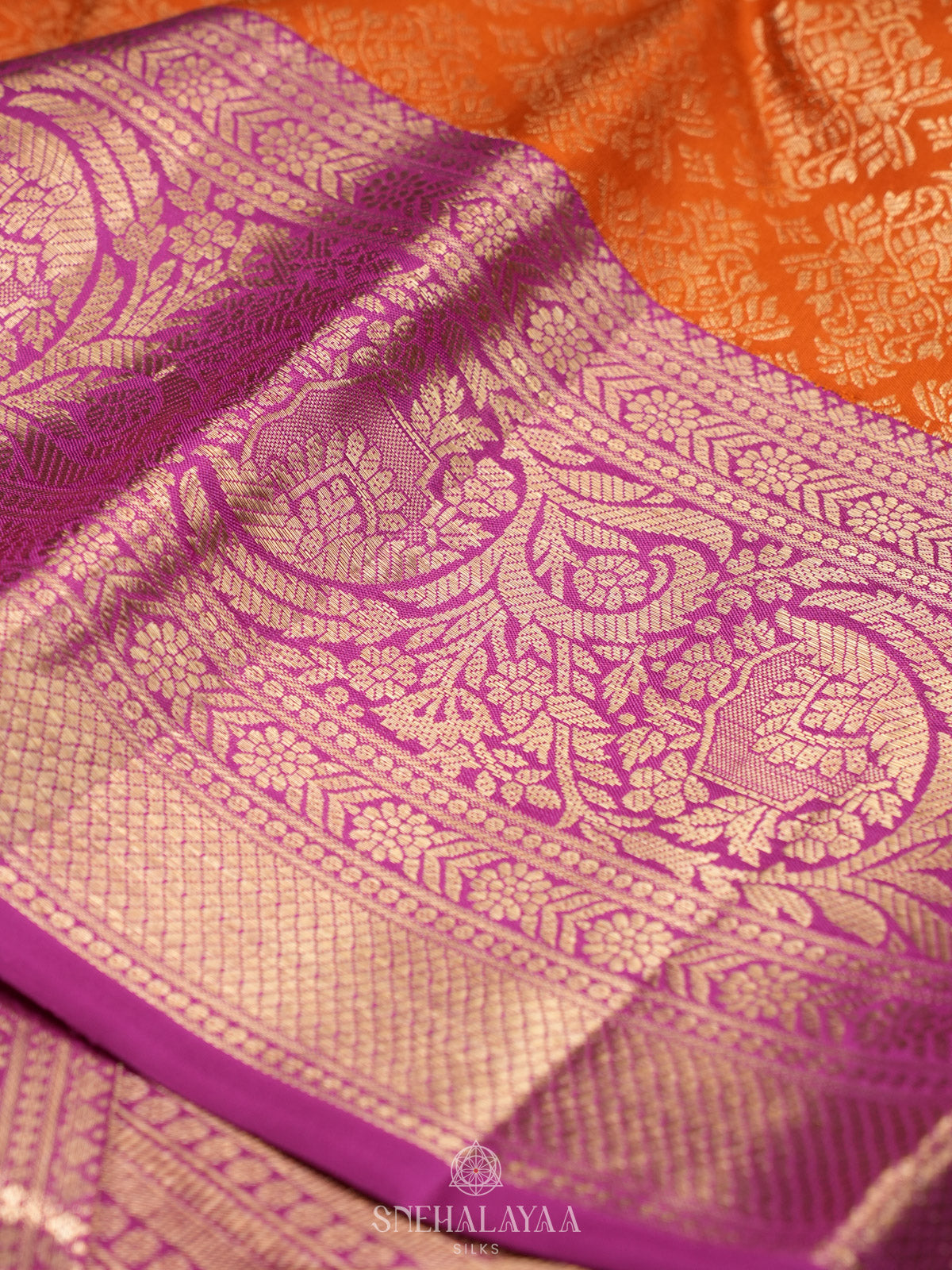 Orange Tissue Kanjivaram Silk Saree