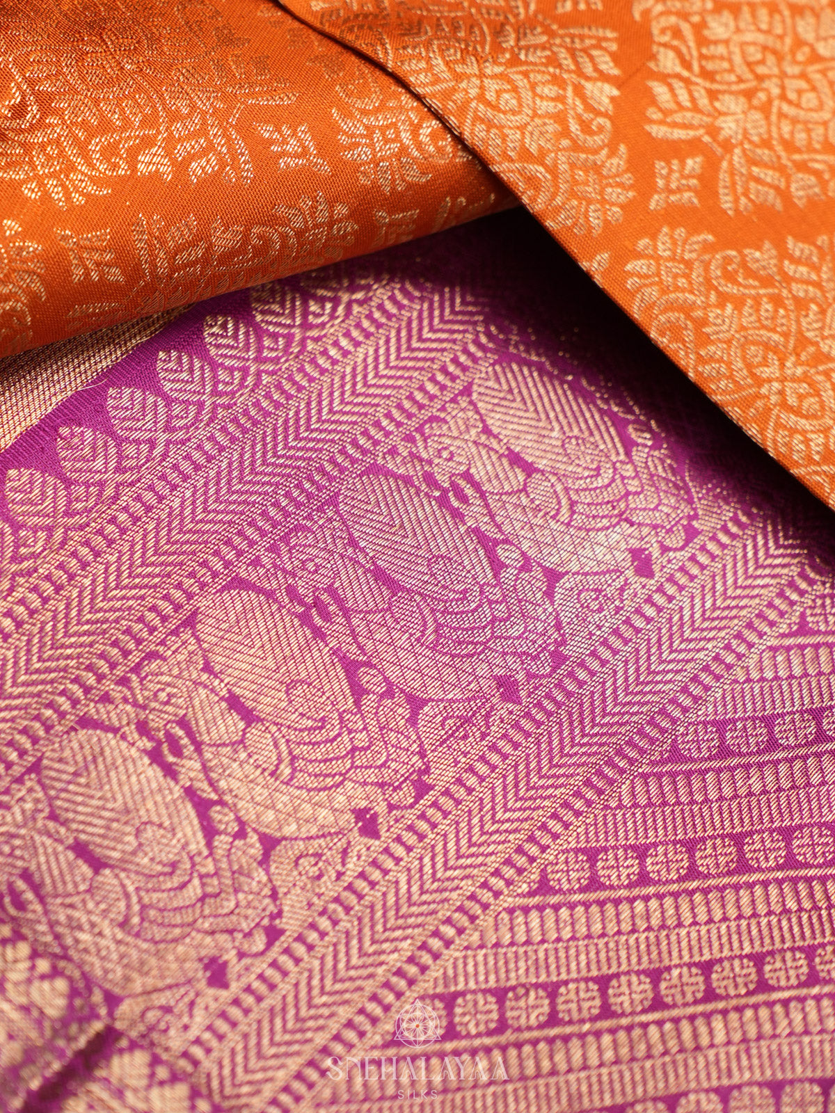 Orange Tissue Kanjivaram Silk Saree