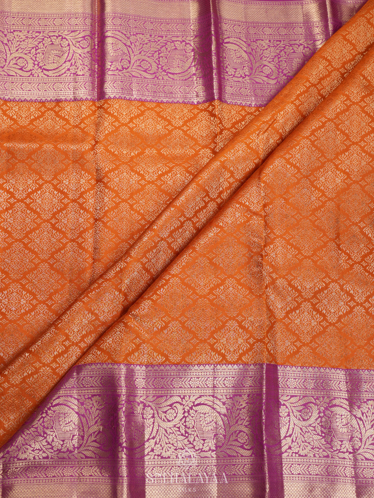 Orange Tissue Kanjivaram Silk Saree