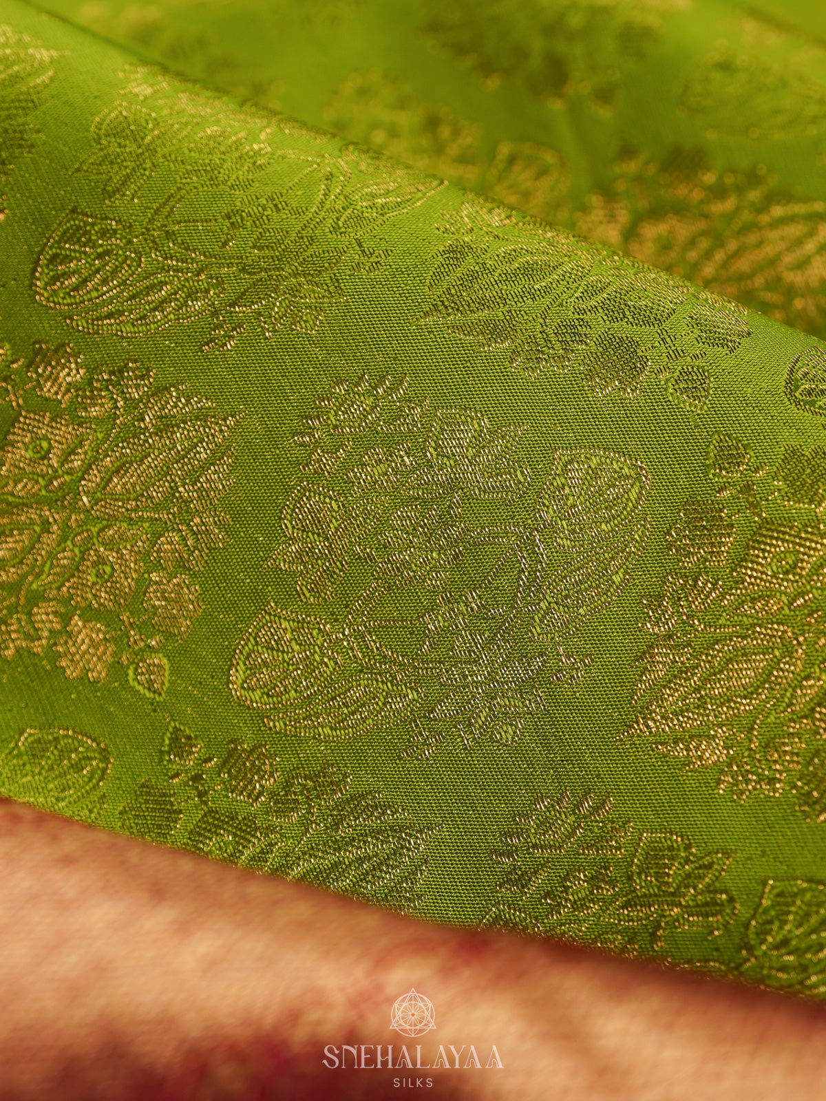 Lime Green Kanjivaram Silk Saree