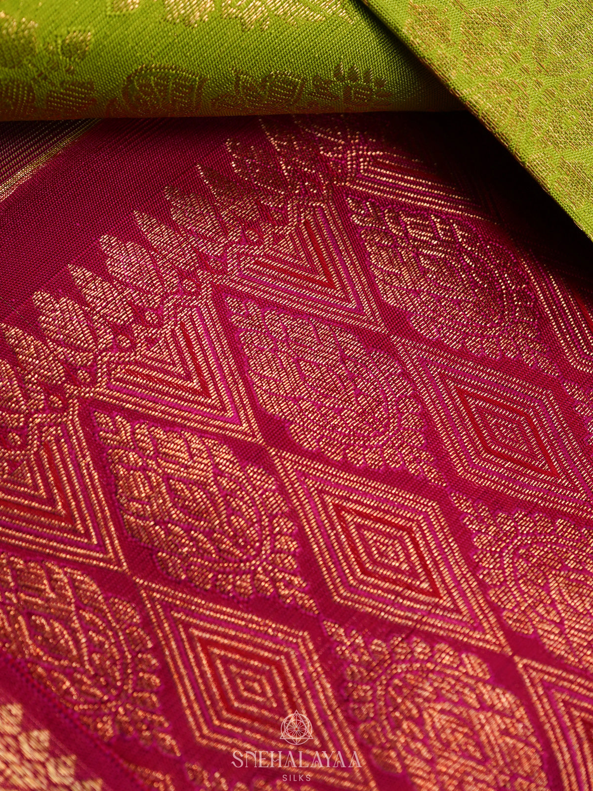 Lime Green Kanjivaram Silk Saree