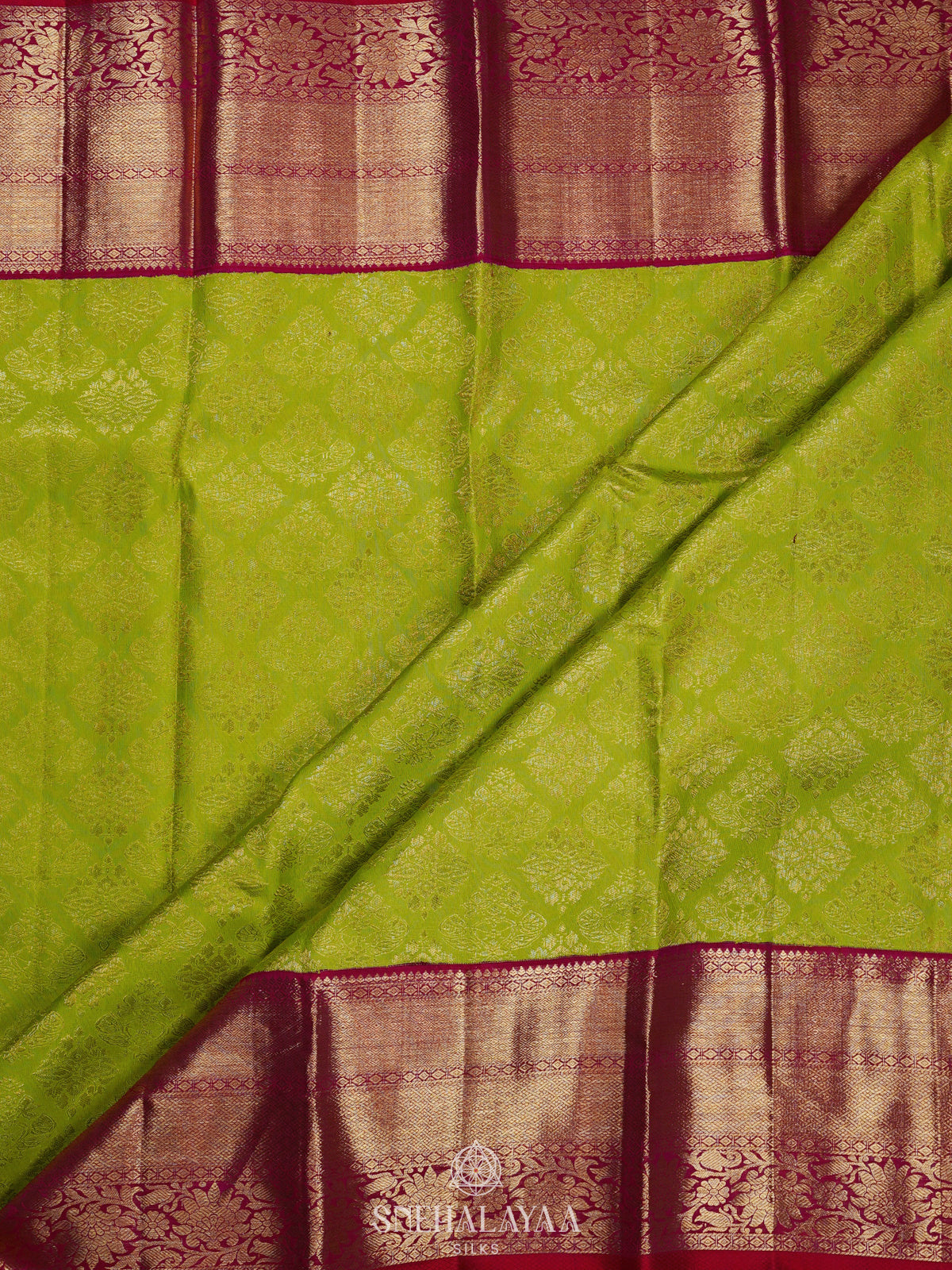 Lime Green Kanjivaram Silk Saree