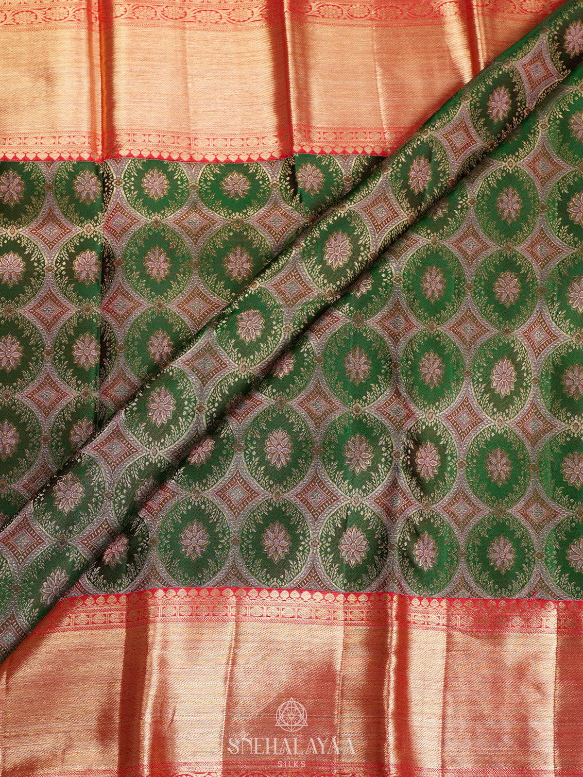 Forest Green Kanjivaram Silk Saree