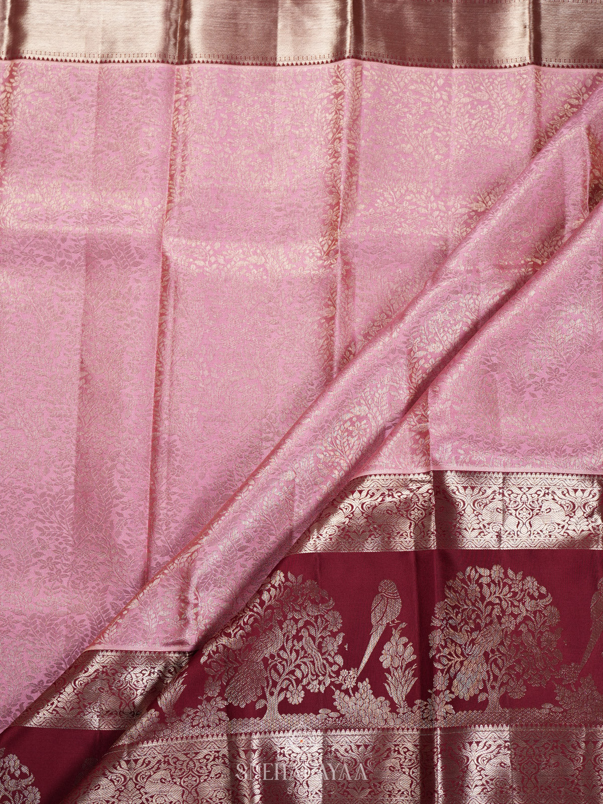 Baby Pink Tissue Kanjivaram Silk Saree