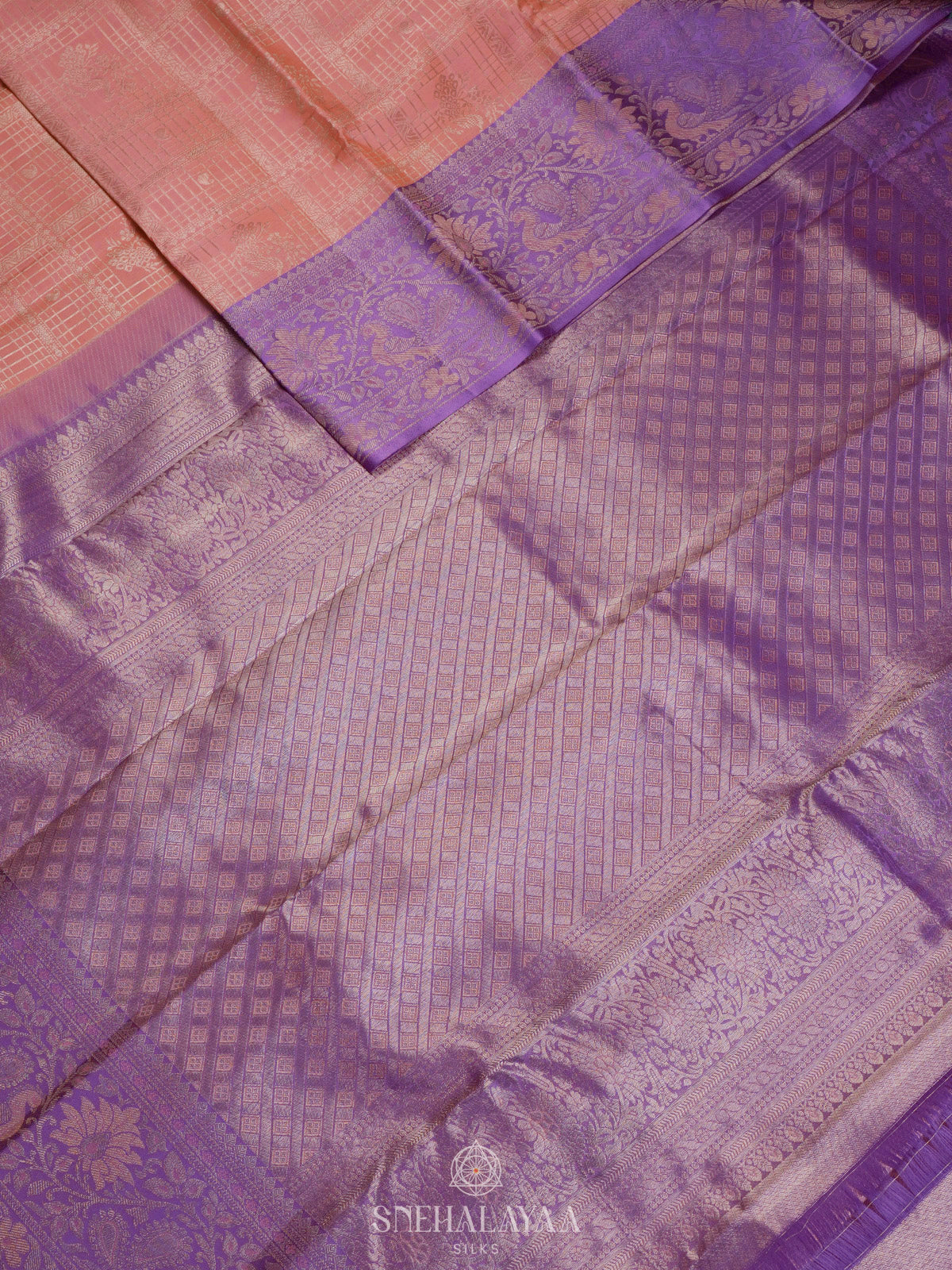 Peach Kanjivaram Silk Saree
