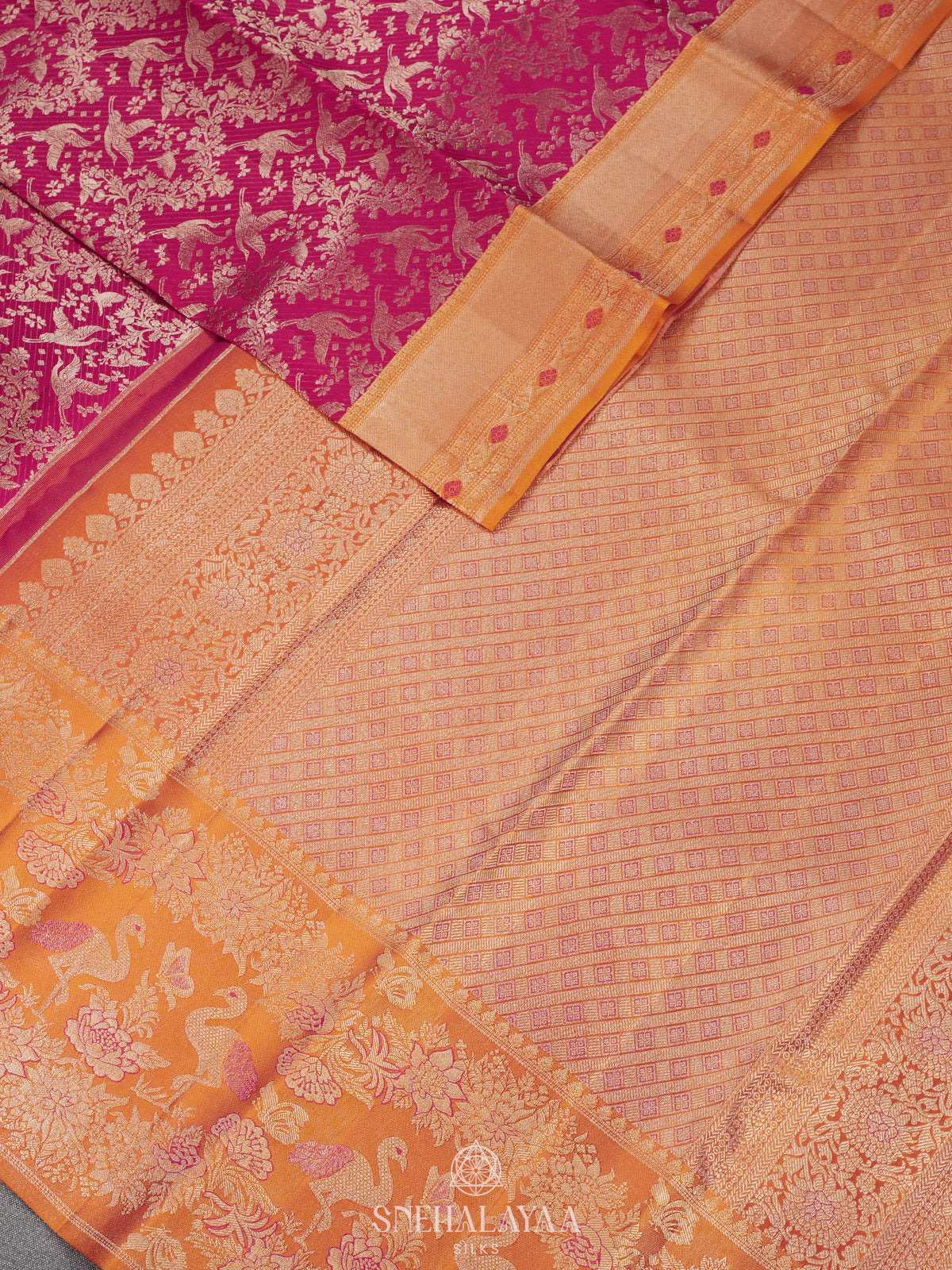 Pink Kanjivaram Silk Saree