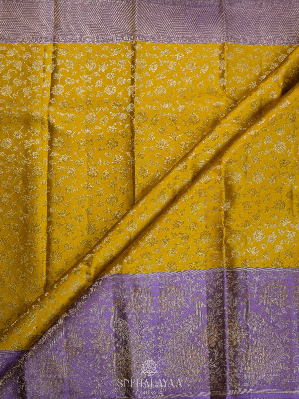 Golden Yellow Kanjivaram Silk Saree
