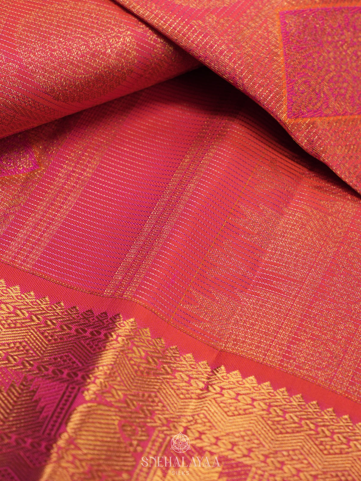 Ruby Red Tissue Kanjivaram Silk Saree