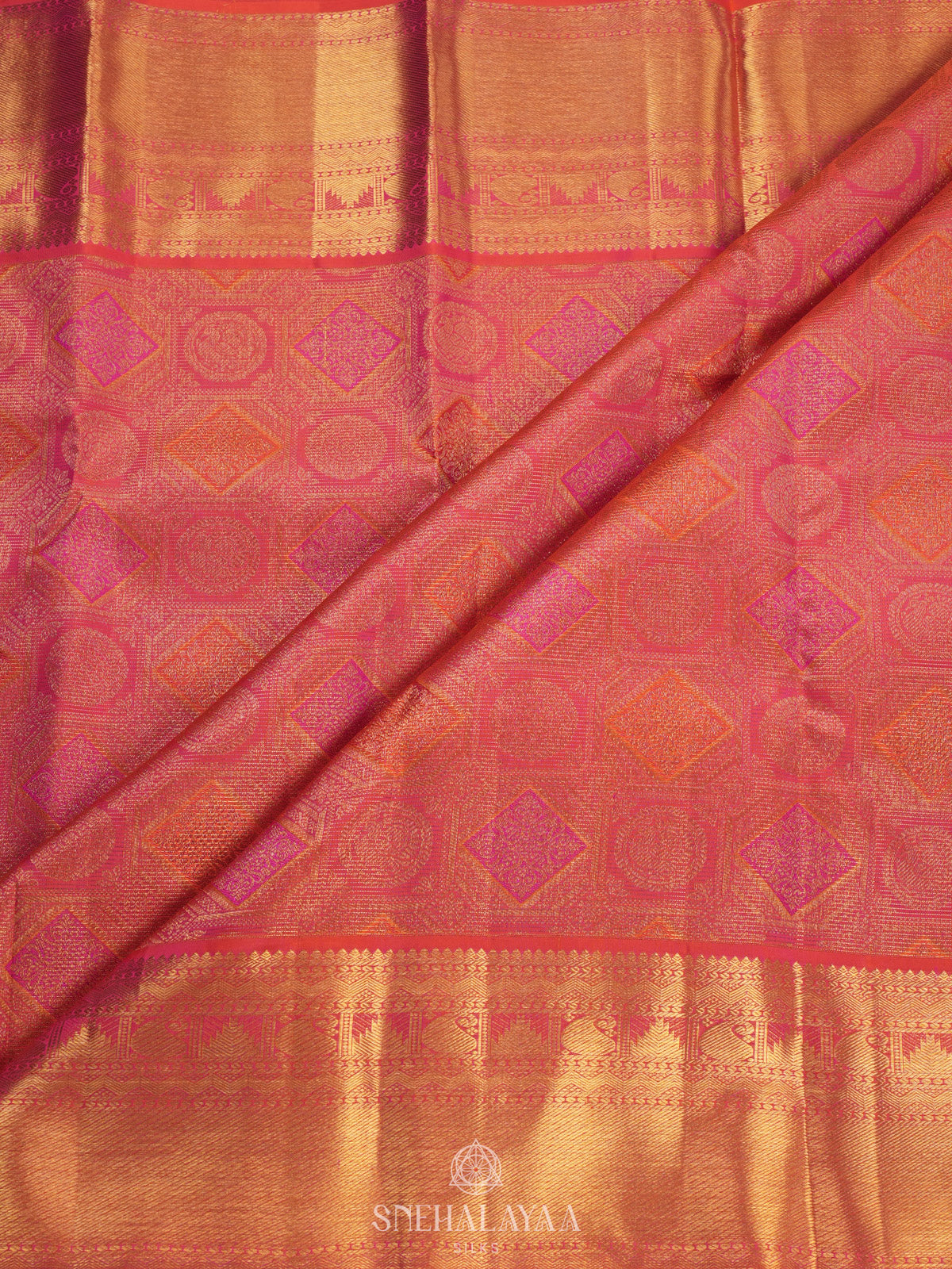 Ruby Red Tissue Kanjivaram Silk Saree