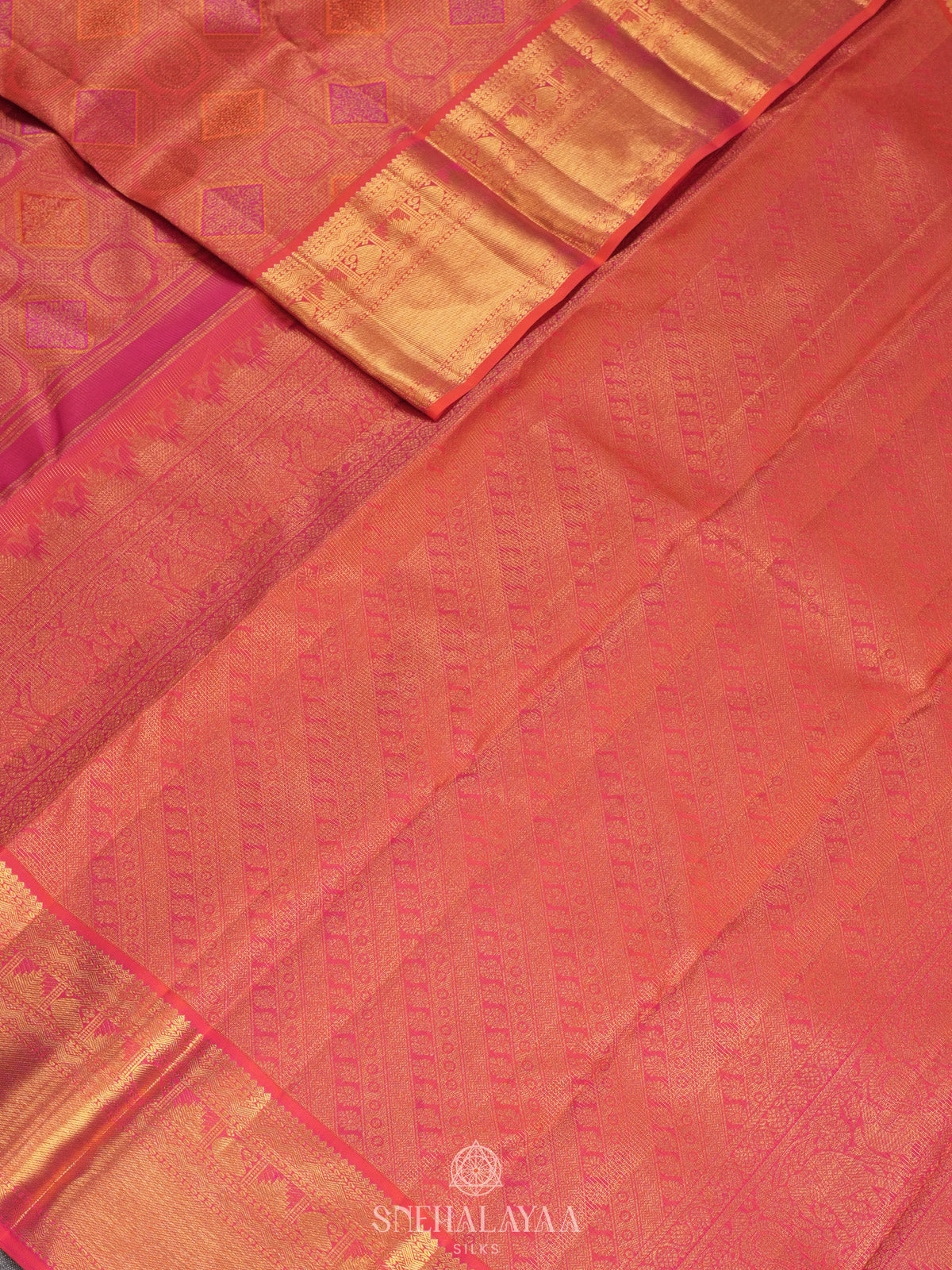 Ruby Red Tissue Kanjivaram Silk Saree
