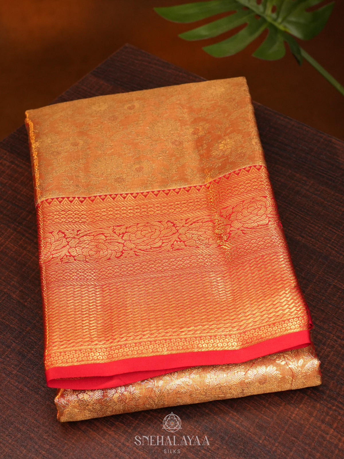 Golden Kanjivaram Silk Saree