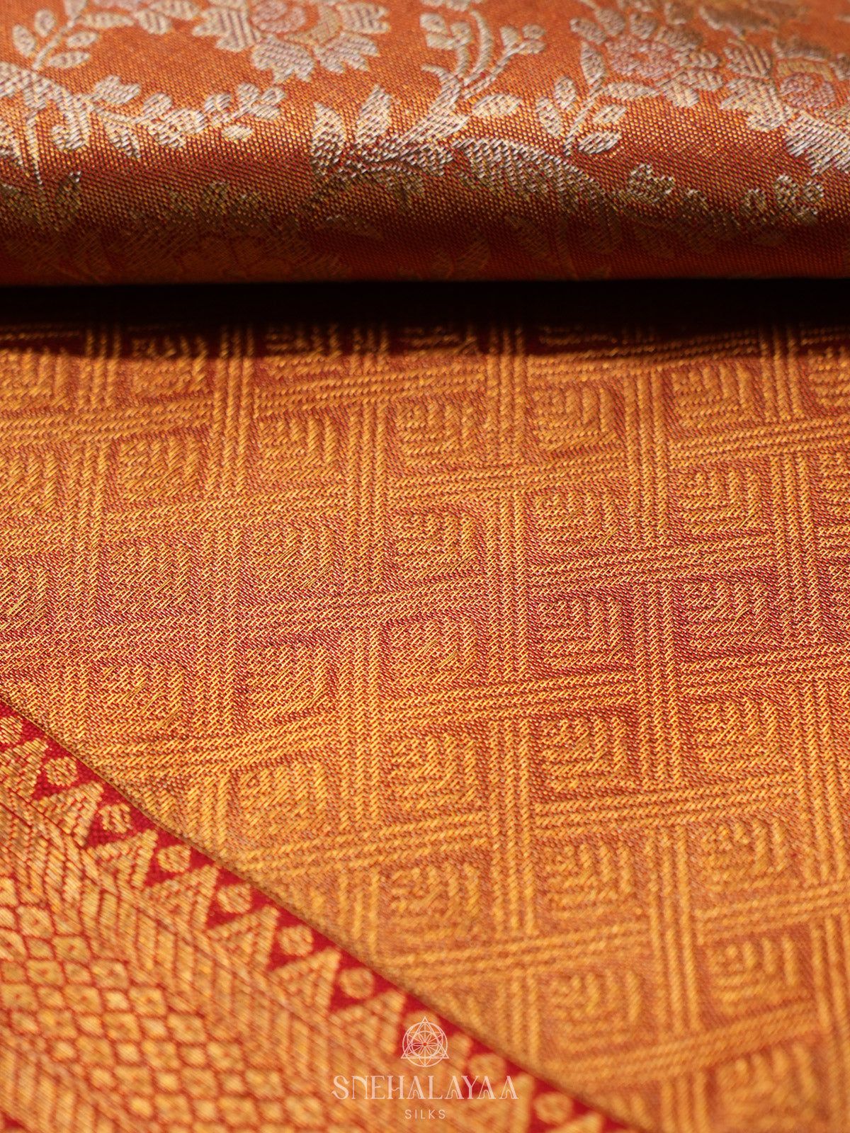 Golden Kanjivaram Silk Saree