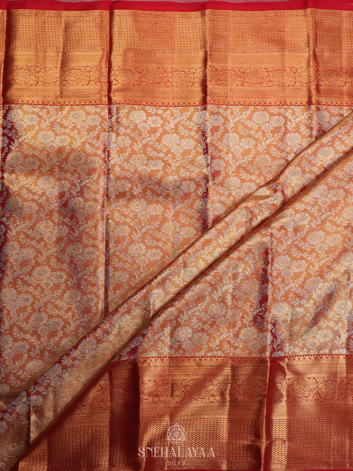Golden Kanjivaram Silk Saree