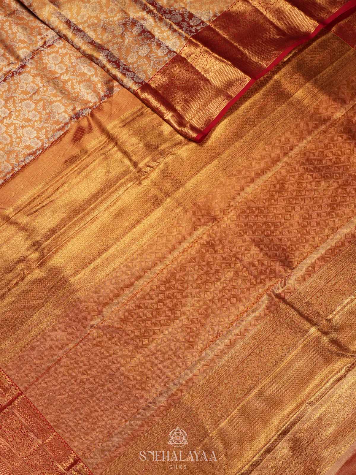 Golden Kanjivaram Silk Saree