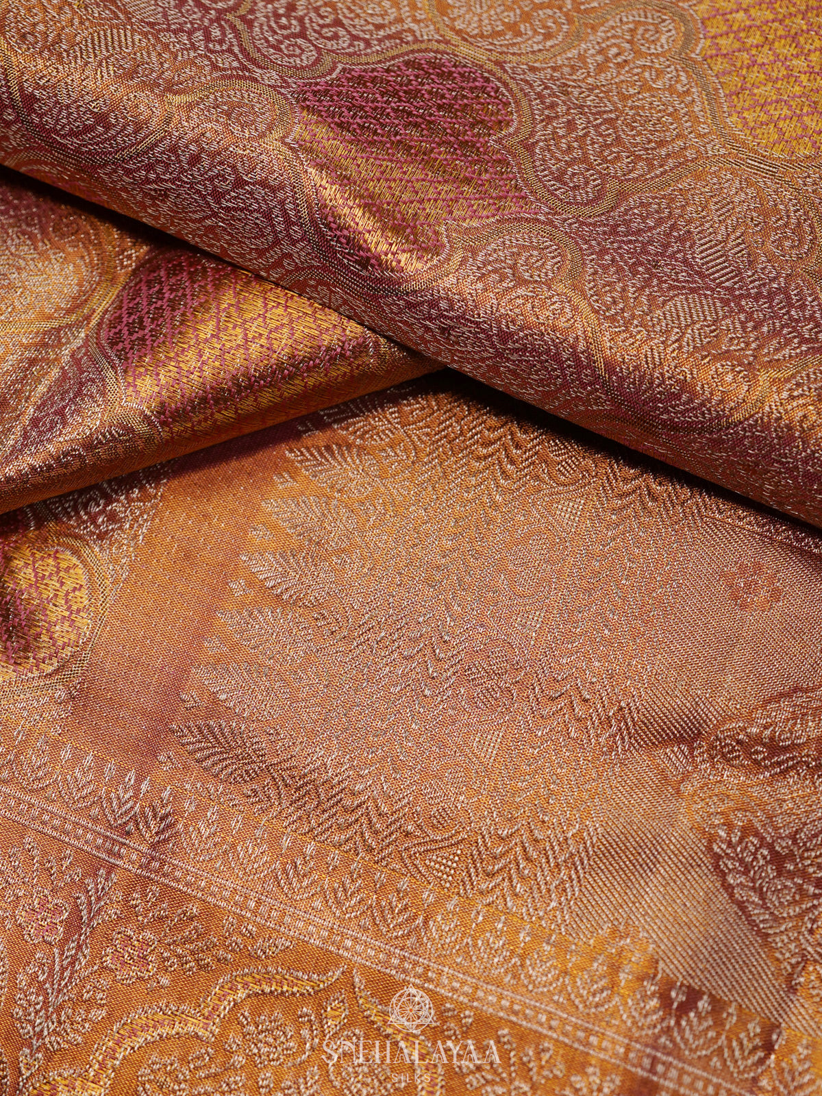 Golden Kanjivaram Silk Saree