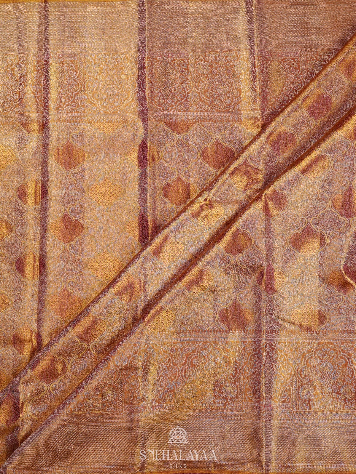 Golden Kanjivaram Silk Saree