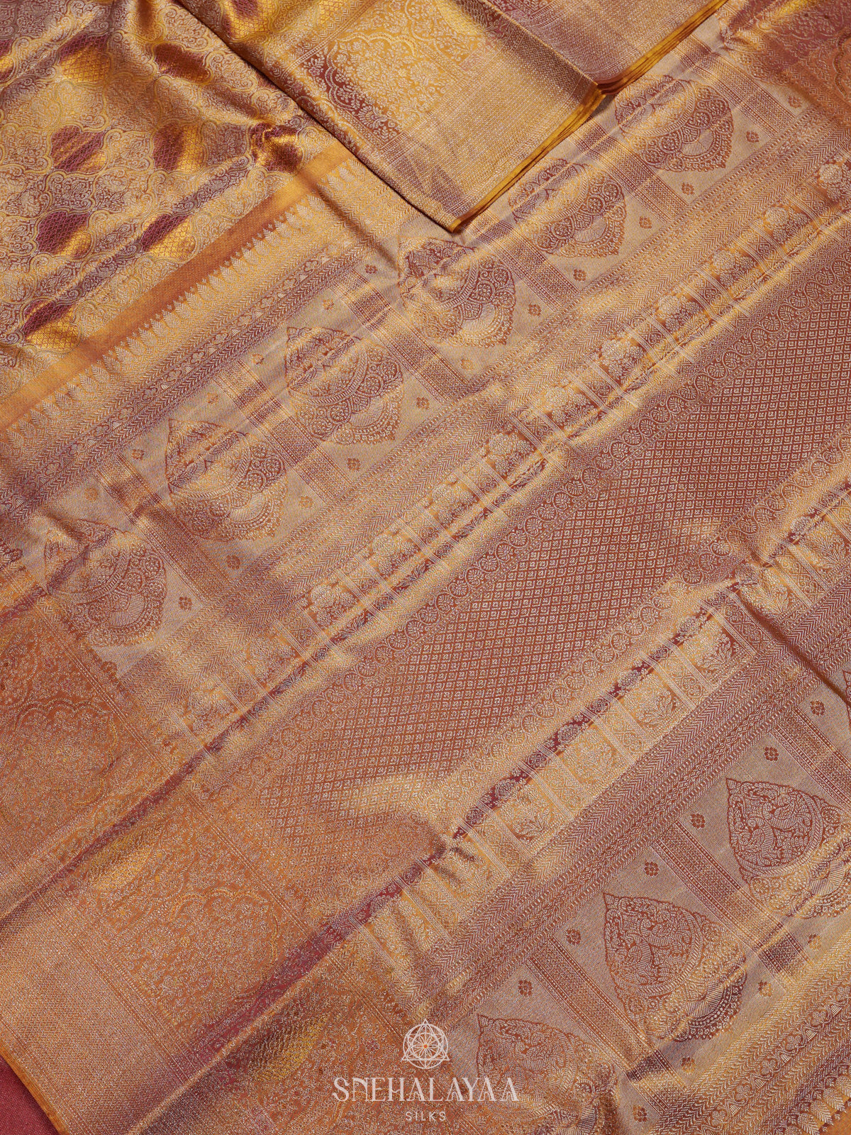 Golden Kanjivaram Silk Saree