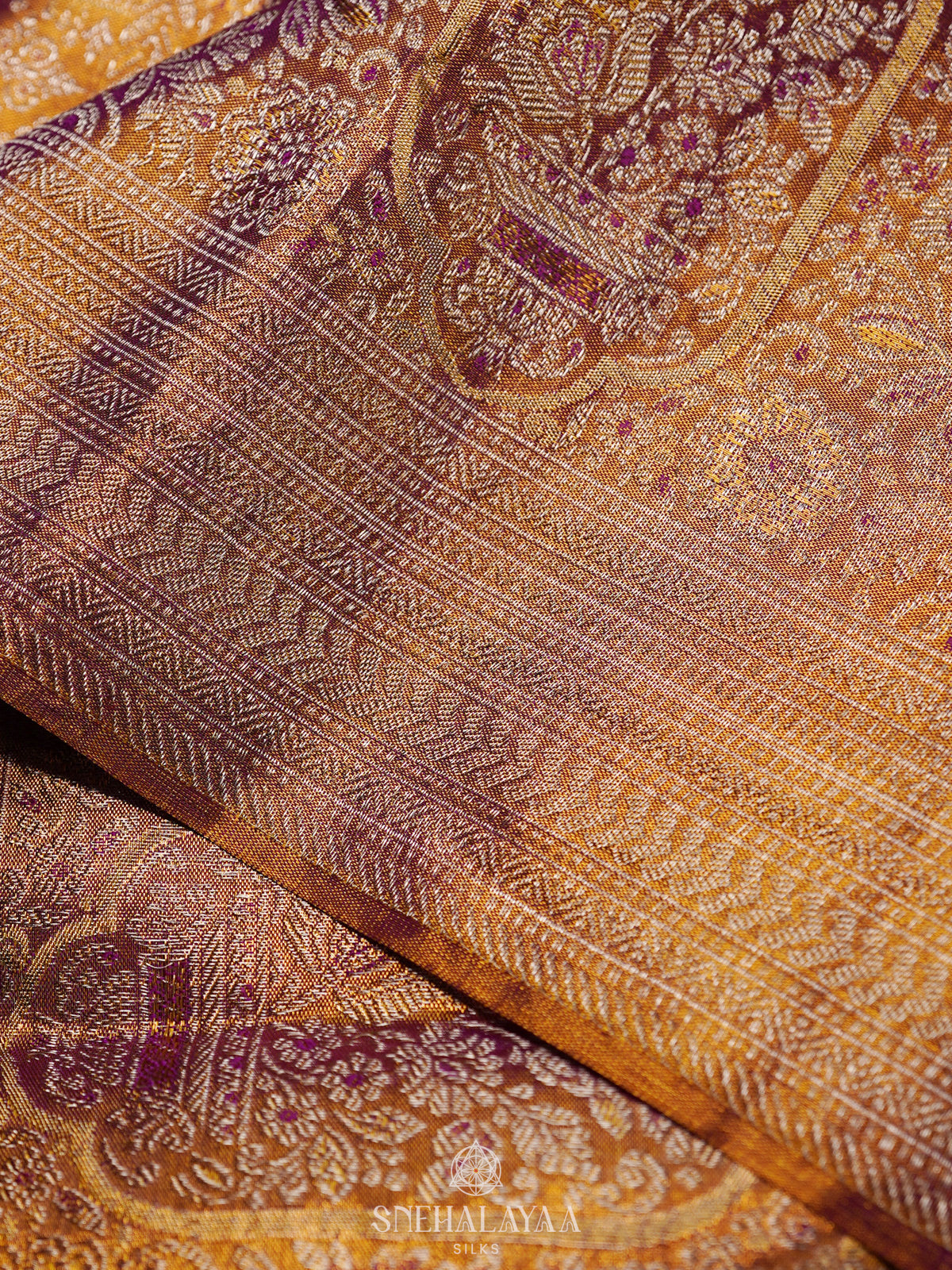 Golden Kanjivaram Silk Saree