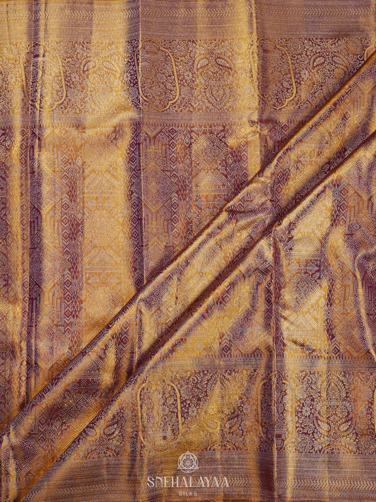 Golden Kanjivaram Silk Saree