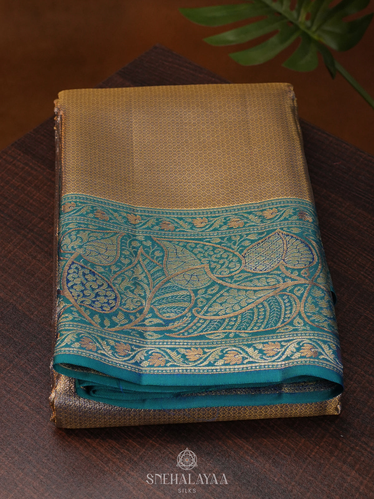 Beige Gold Kanjivaram Silk Saree
