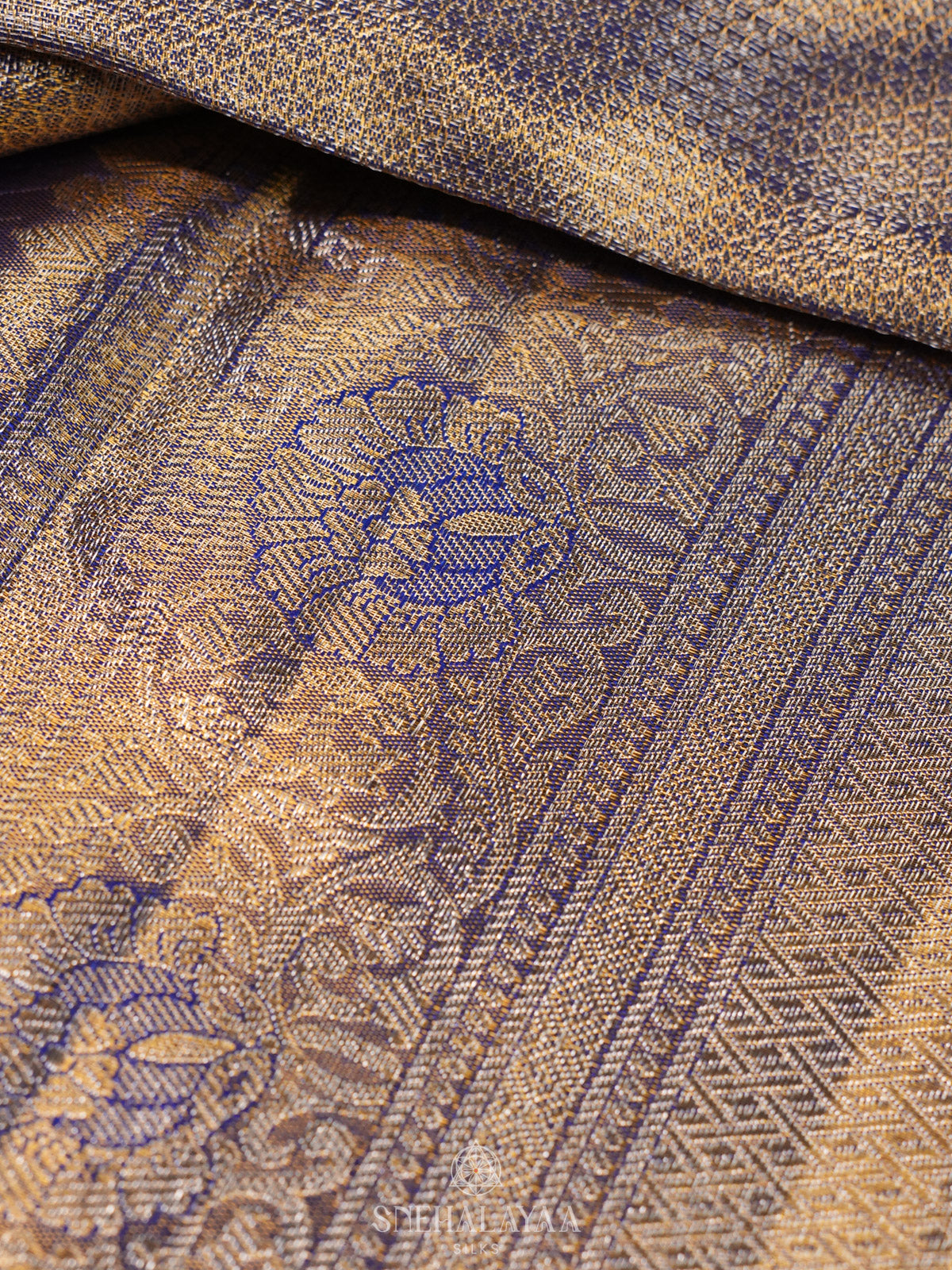 Beige Gold Kanjivaram Silk Saree