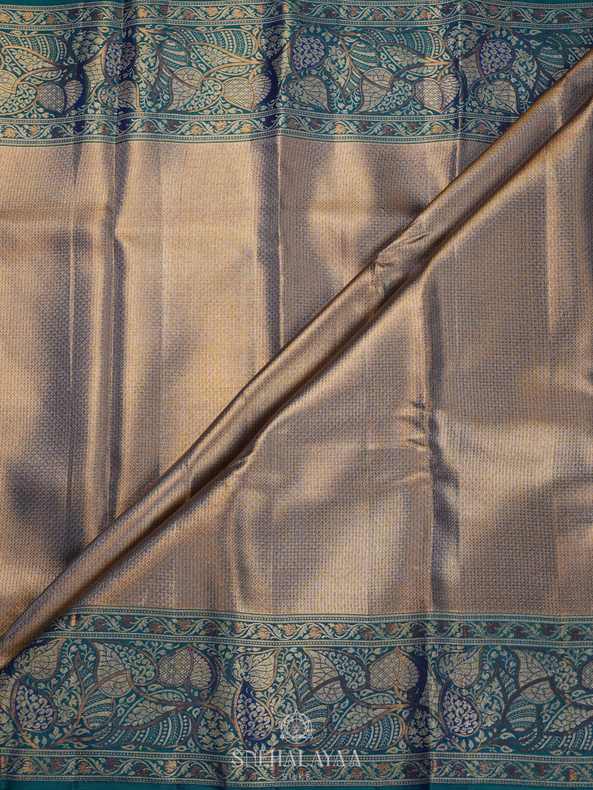 Beige Gold Kanjivaram Silk Saree