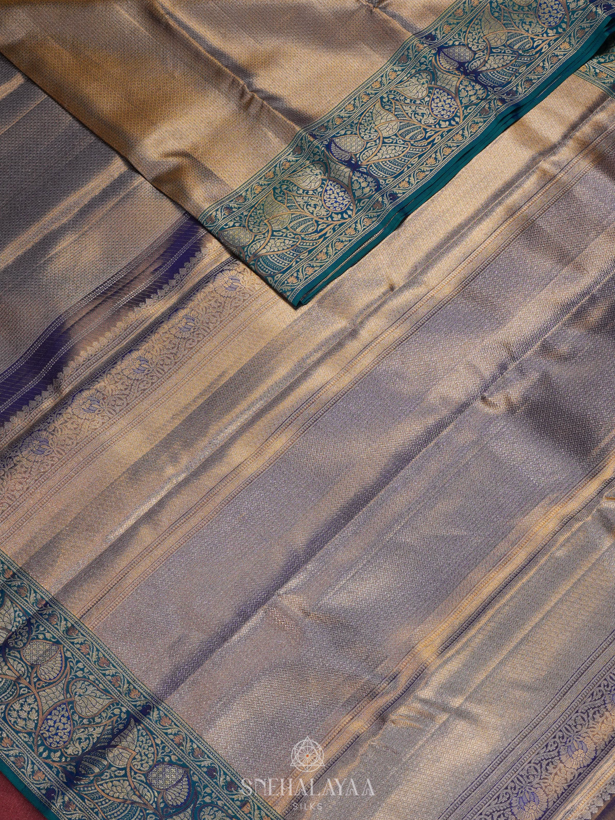Beige Gold Kanjivaram Silk Saree