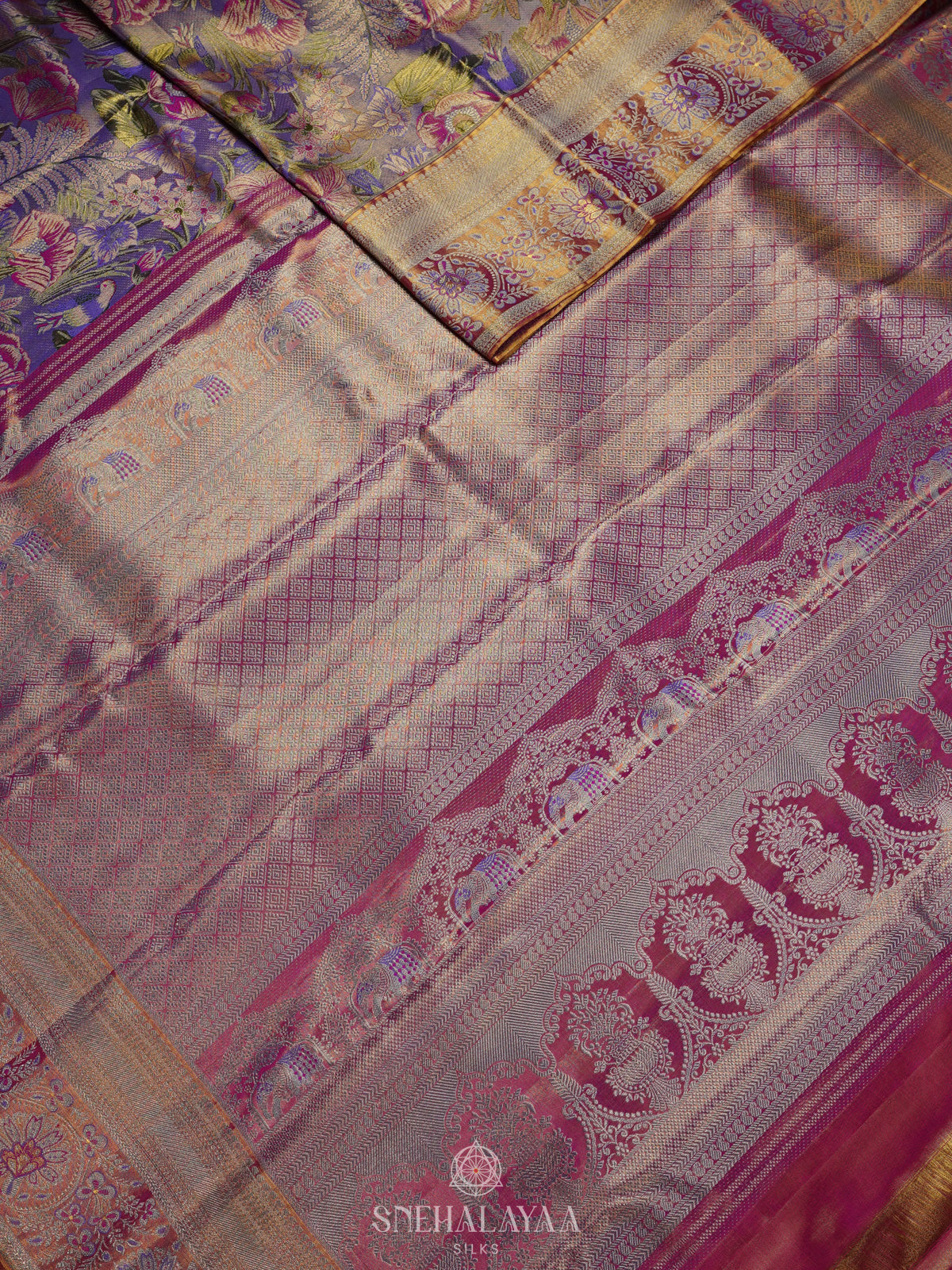 Lilac Kanjivaram Silk Saree
