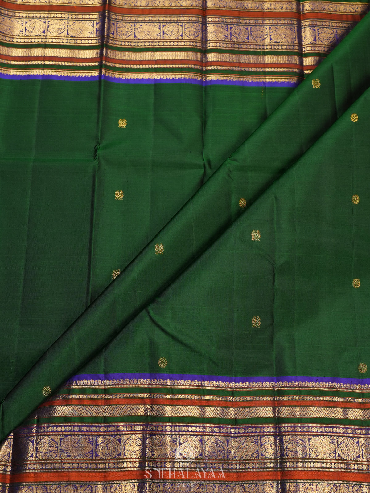 Forest Green Kanjivaram Silk Saree