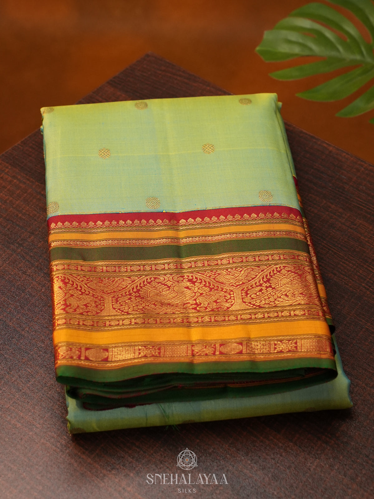 Teal Green Kanjivaram Silk Saree