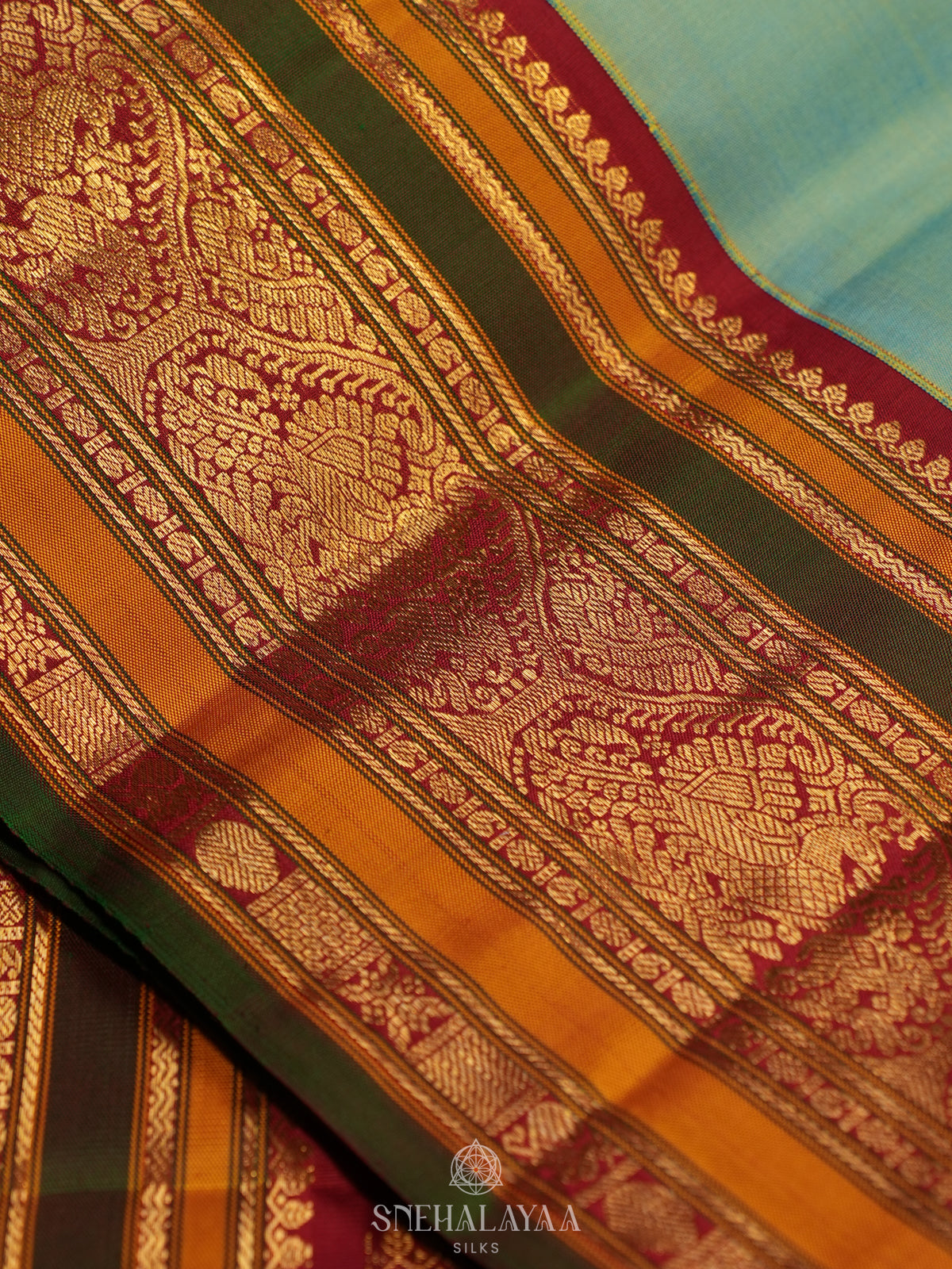 Teal Green Kanjivaram Silk Saree