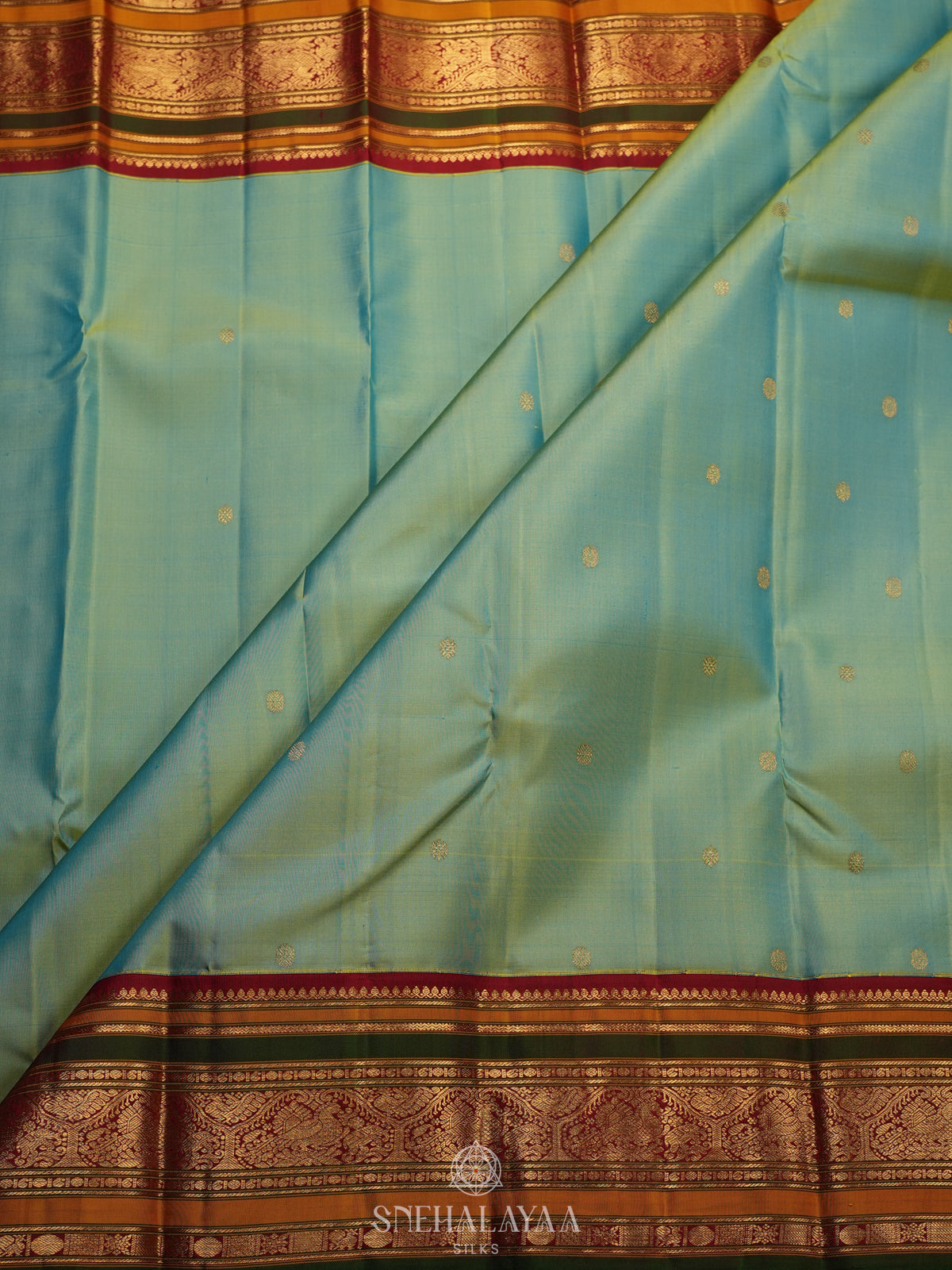 Teal Green Kanjivaram Silk Saree
