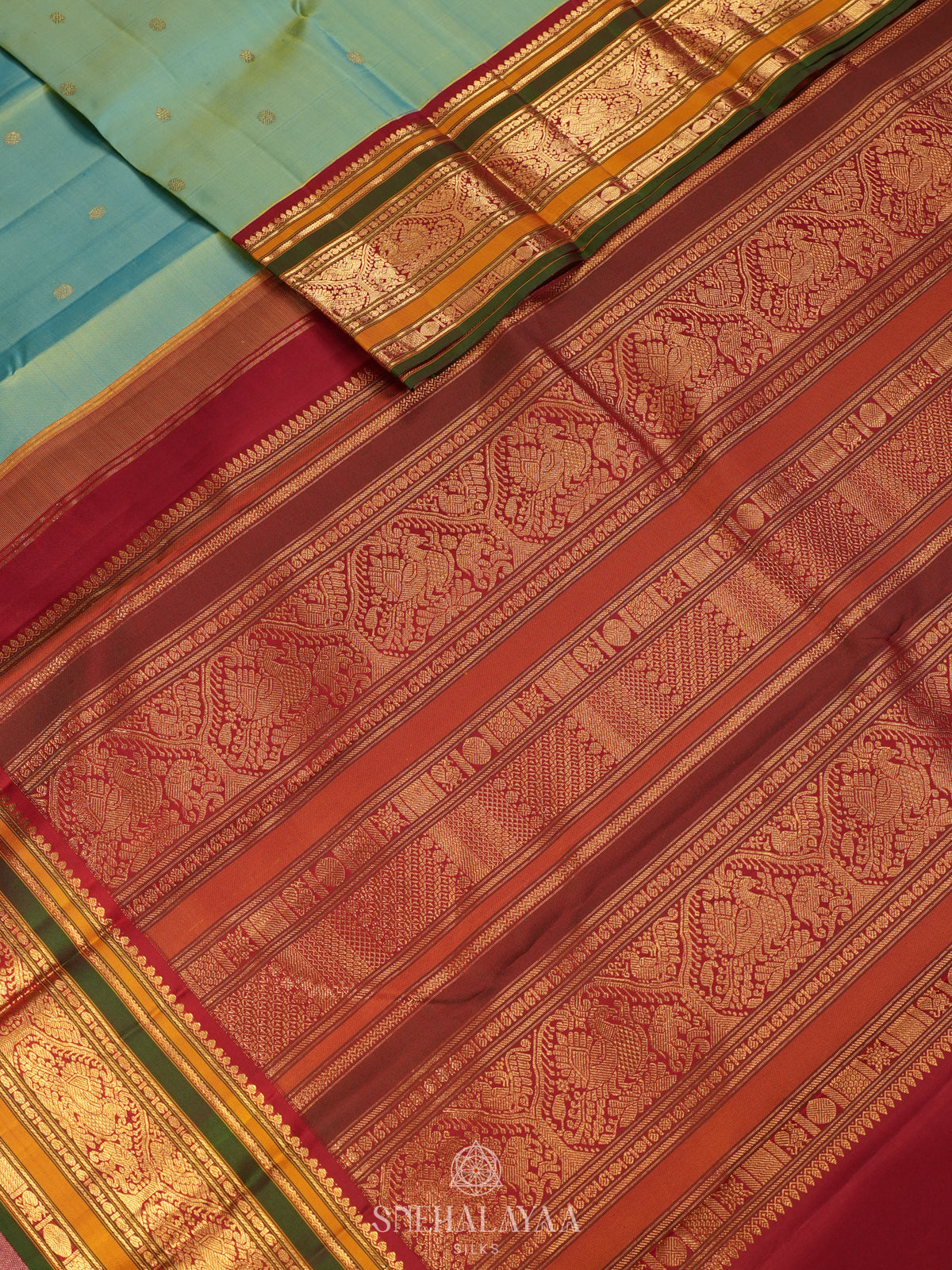 Teal Green Kanjivaram Silk Saree