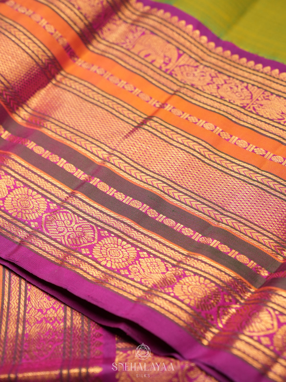 Lime Green Kanjivaram Silk Saree