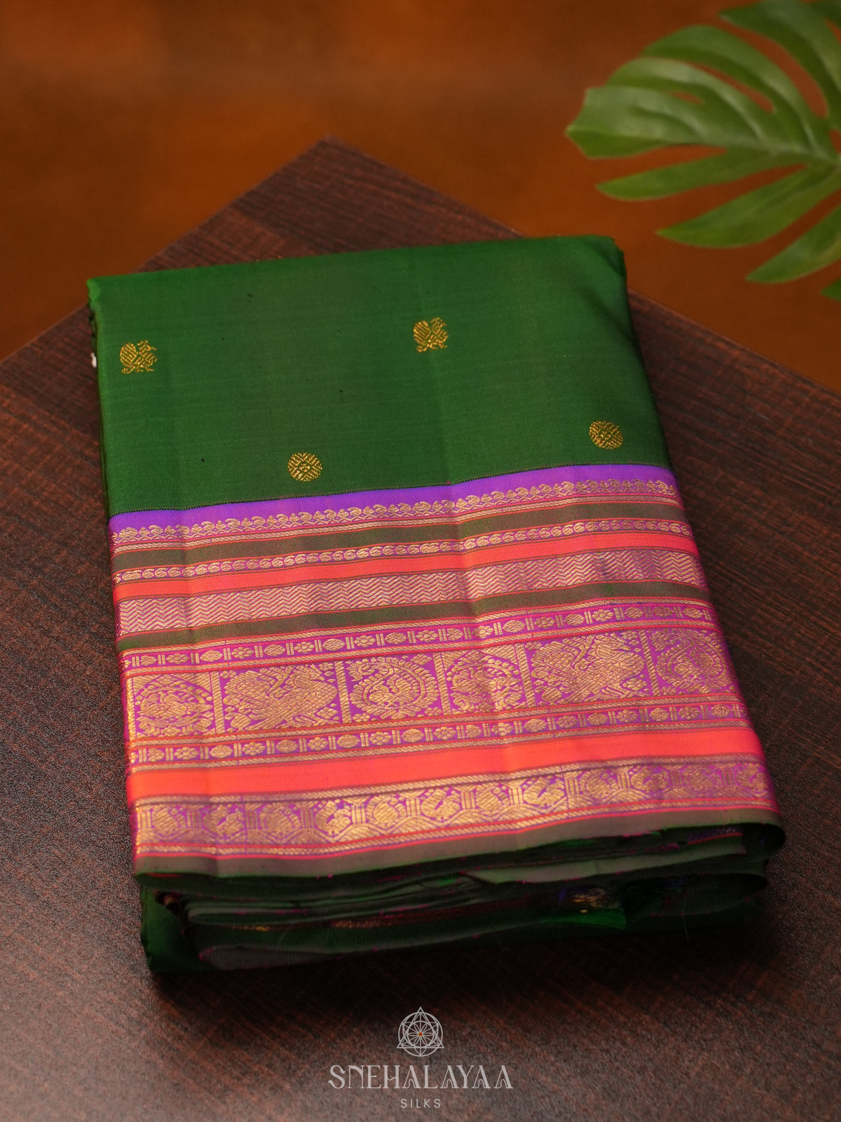 Bottle Green Kanjivaram Silk Saree