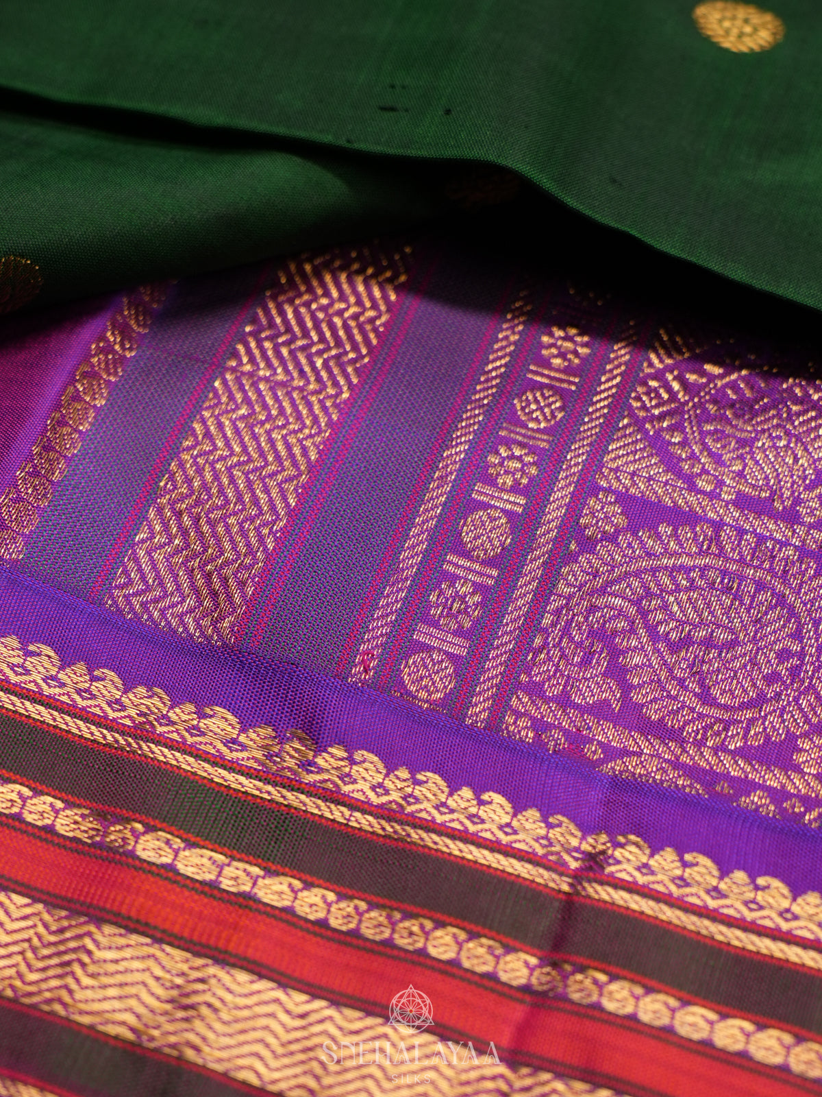 Bottle Green Kanjivaram Silk Saree
