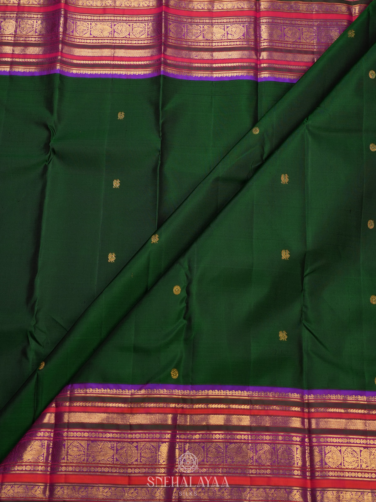 Bottle Green Kanjivaram Silk Saree
