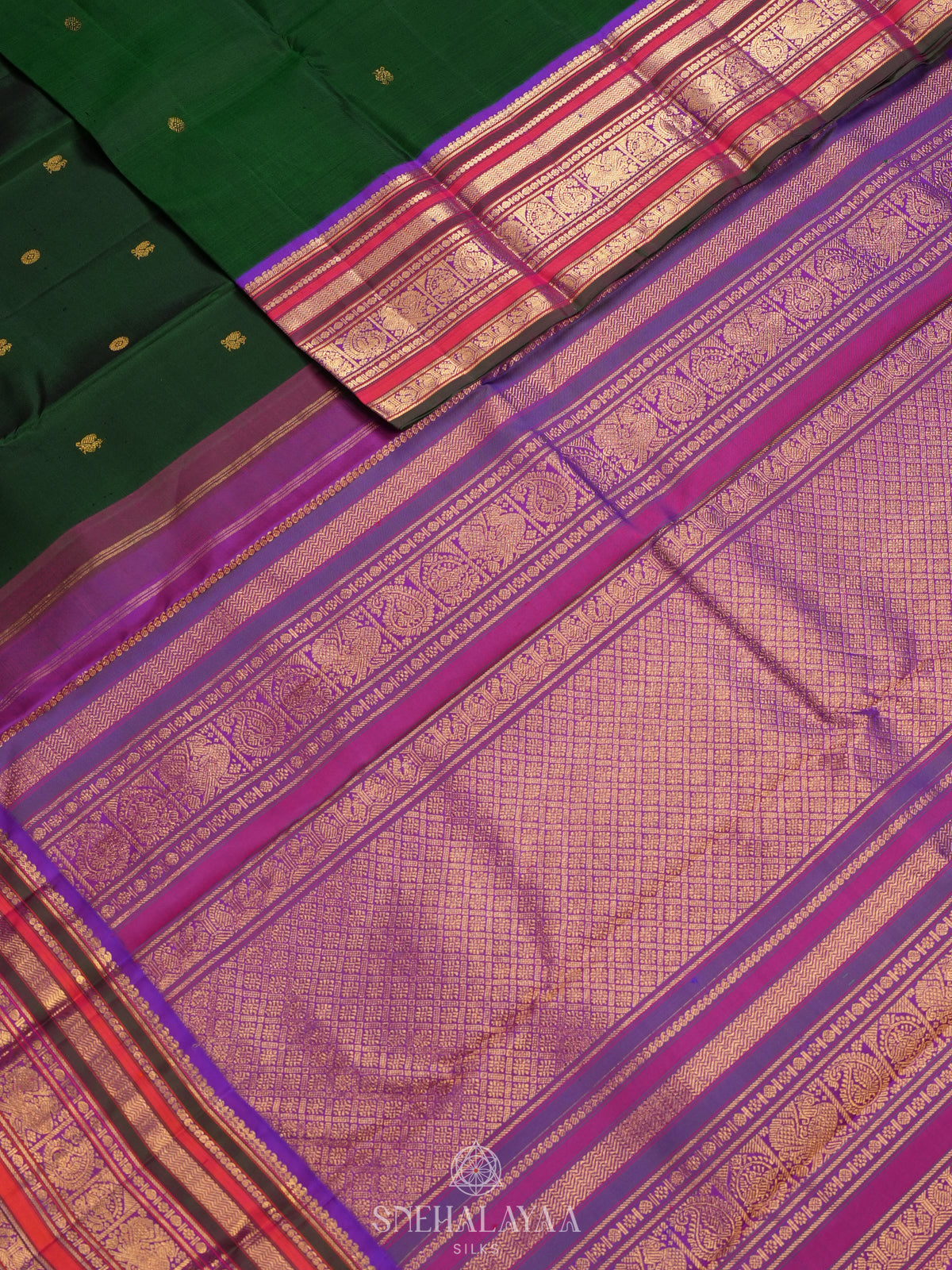 Bottle Green Kanjivaram Silk Saree