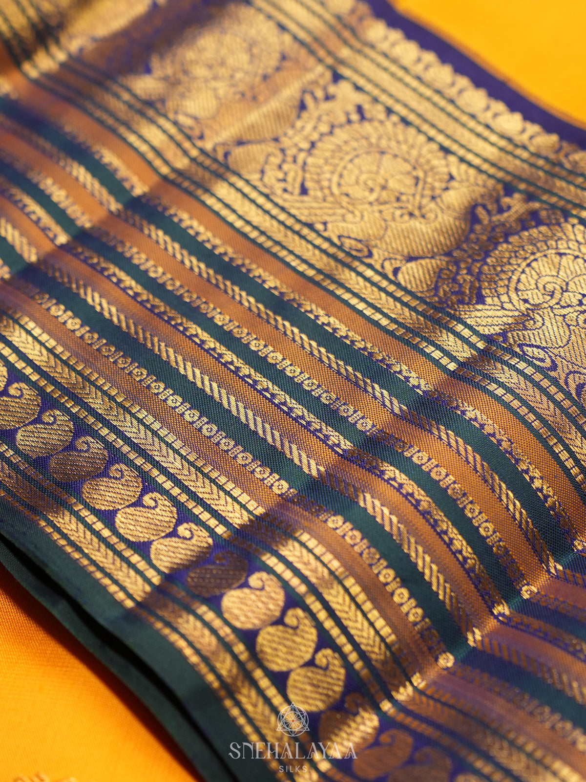 Mango Yellow Kanjivaram Silk Saree