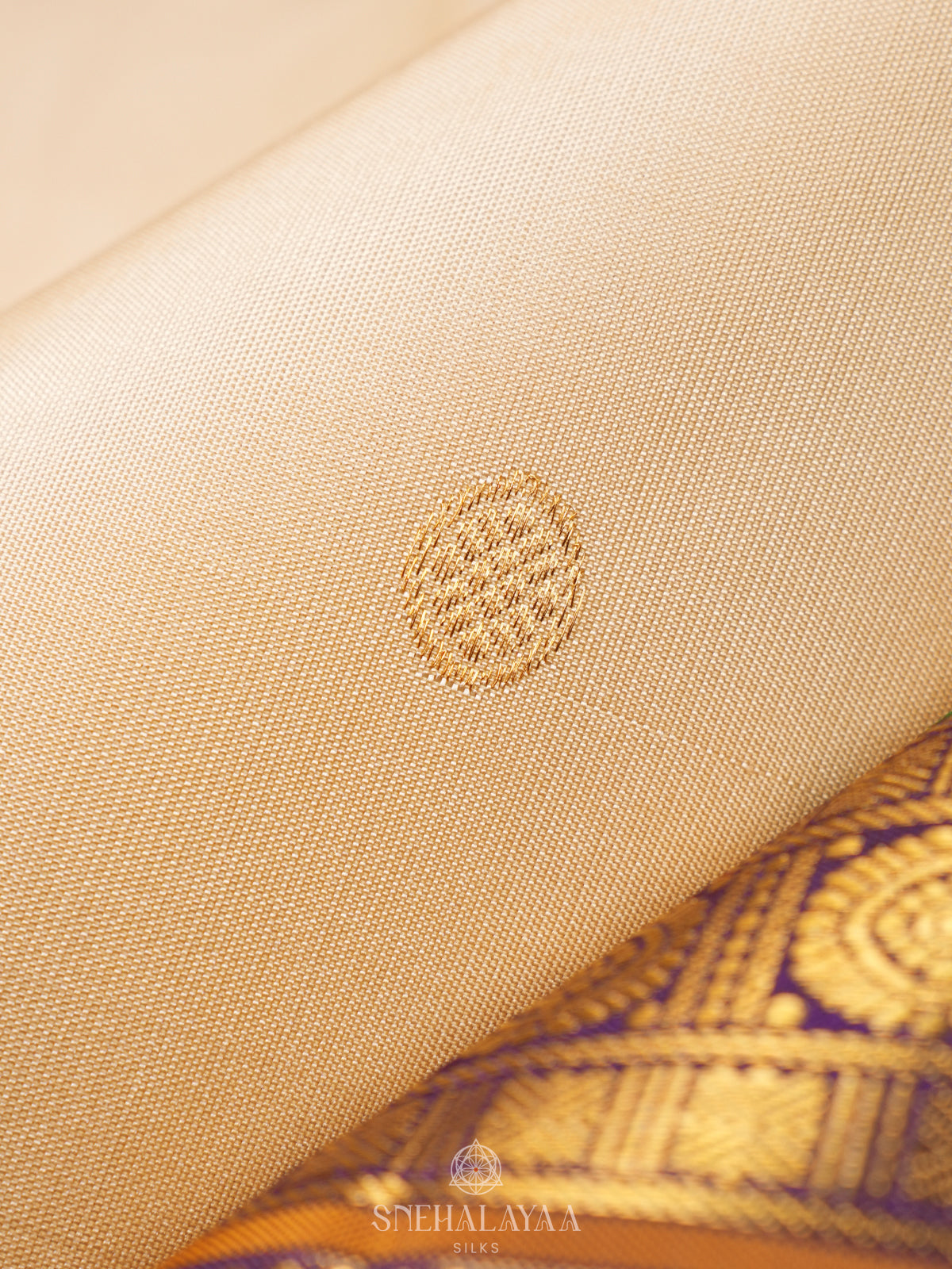Cream Kanjivaram Silk Saree