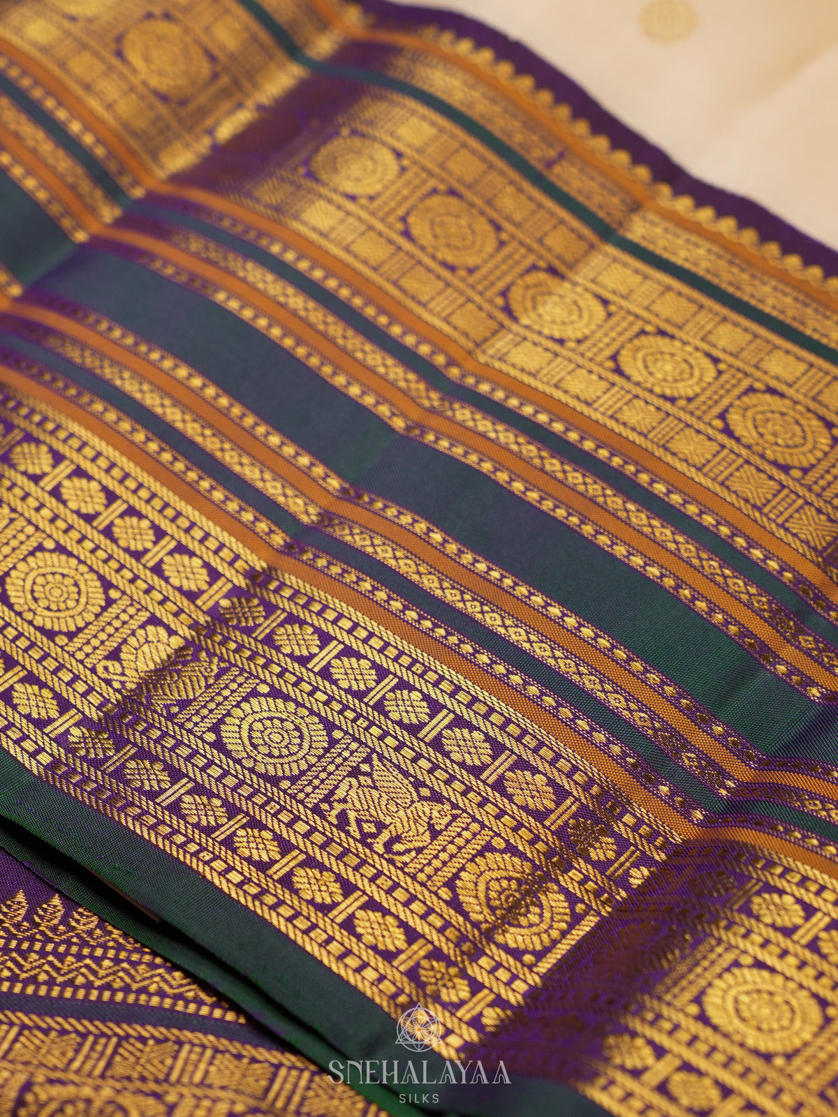 Cream Kanjivaram Silk Saree