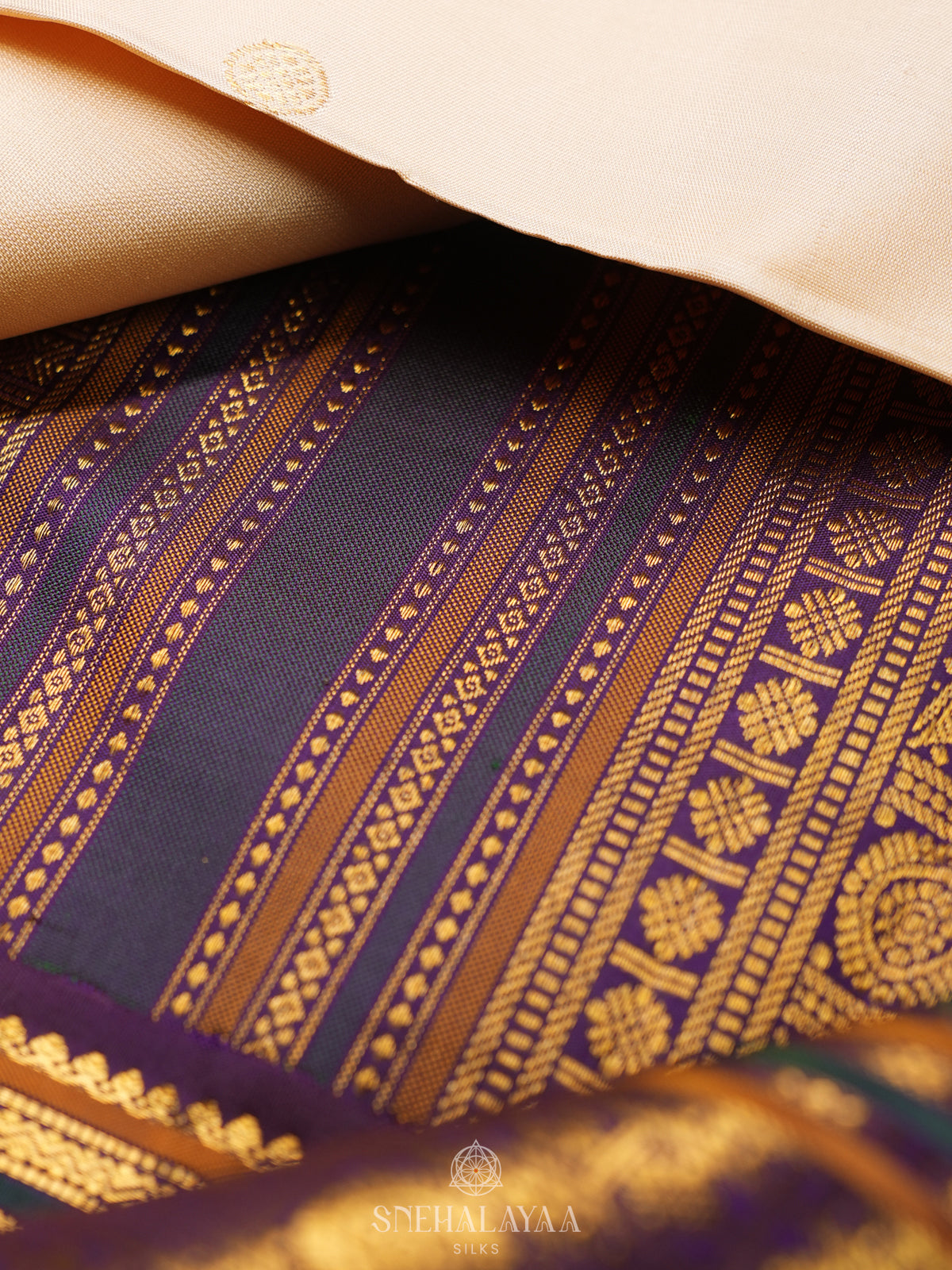 Cream Kanjivaram Silk Saree