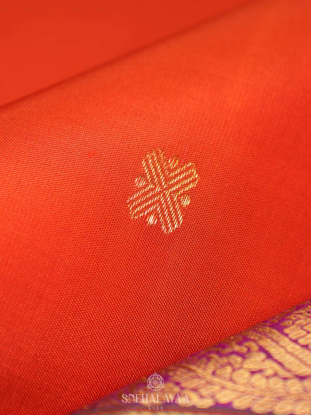 Rust Orange Kanjivaram Silk Saree