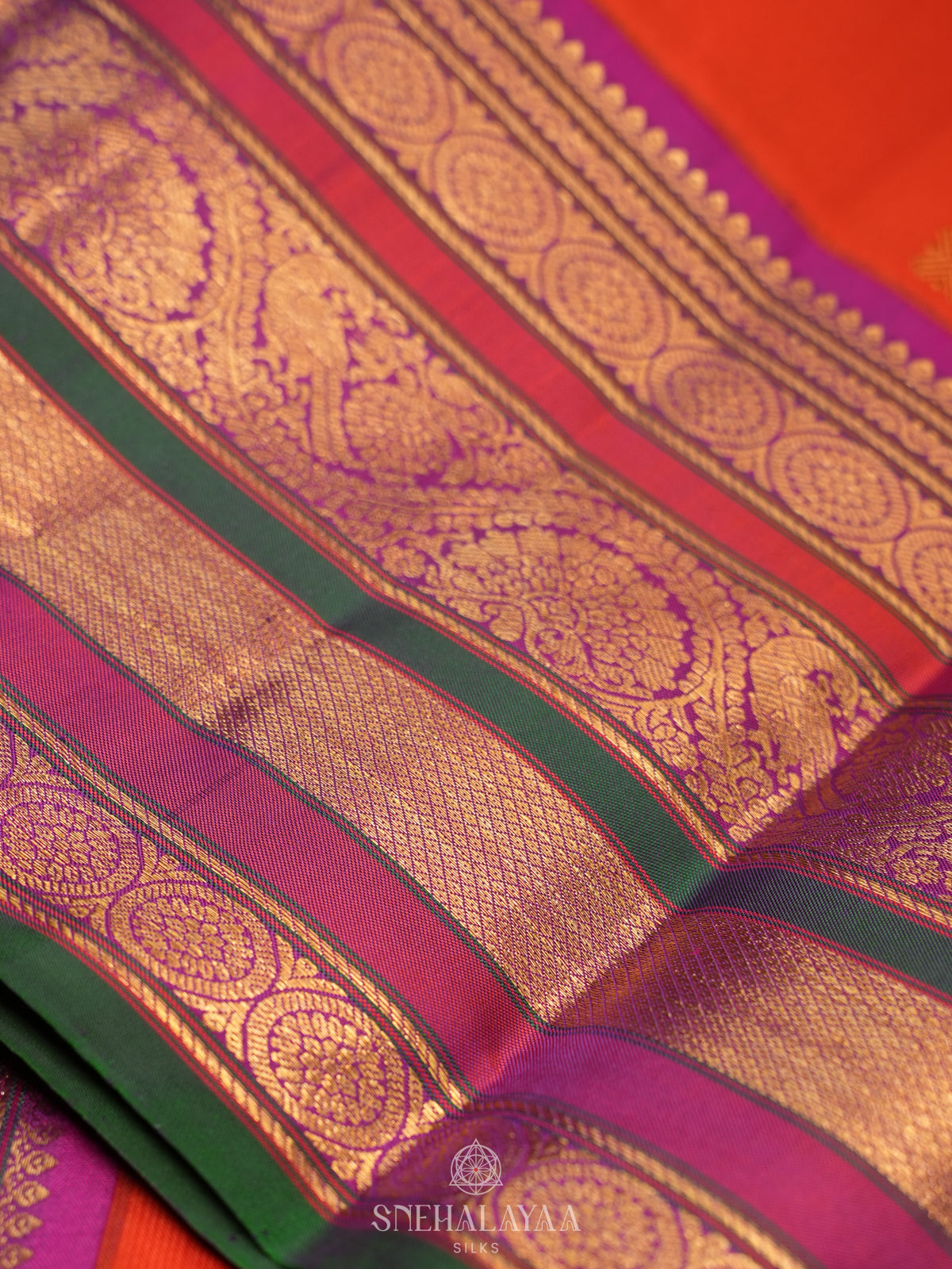 Rust Orange Kanjivaram Silk Saree