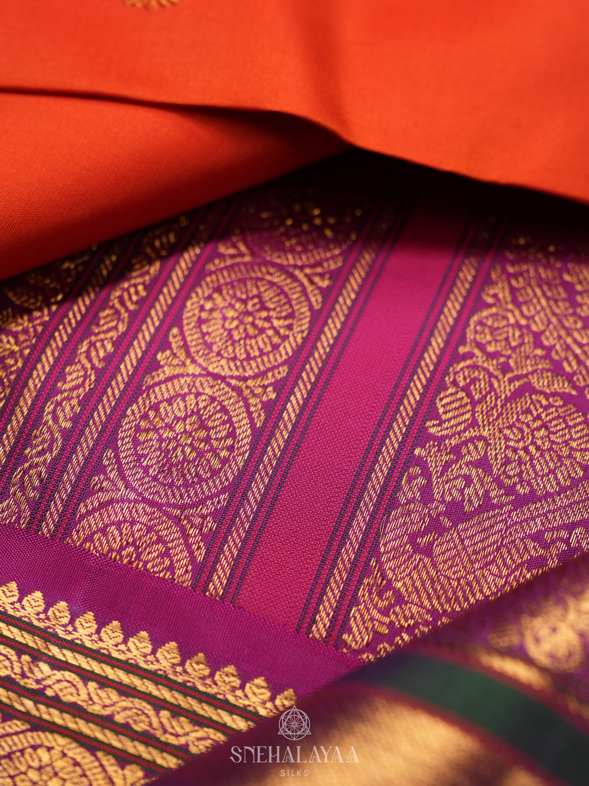 Rust Orange Kanjivaram Silk Saree